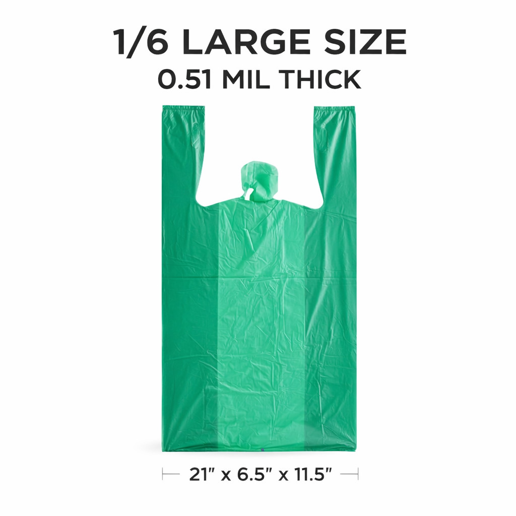 Any Color Bags 1/6 Large 21 x 6.5 x 11.5 T-Shirt Plastic Grocery Shopping 0.51 M