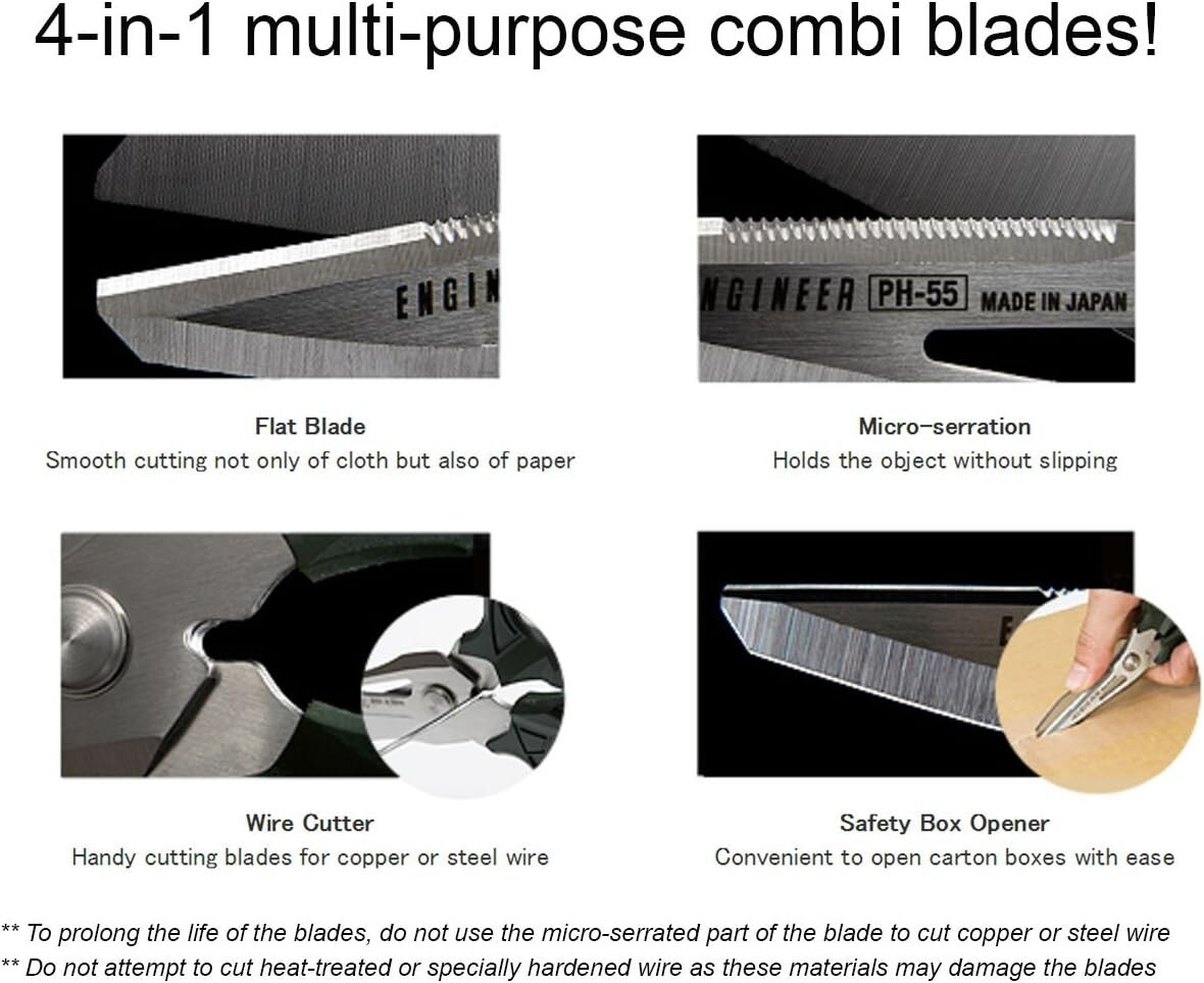 ENGINEER PH-55 Multi-Function, 160mm Compact Scissors, Japan Import