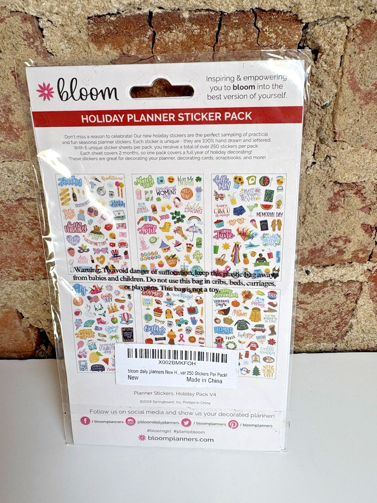 bloom daily planners New Holiday Seasonal Sticker Sheets 6 Sheets 250+