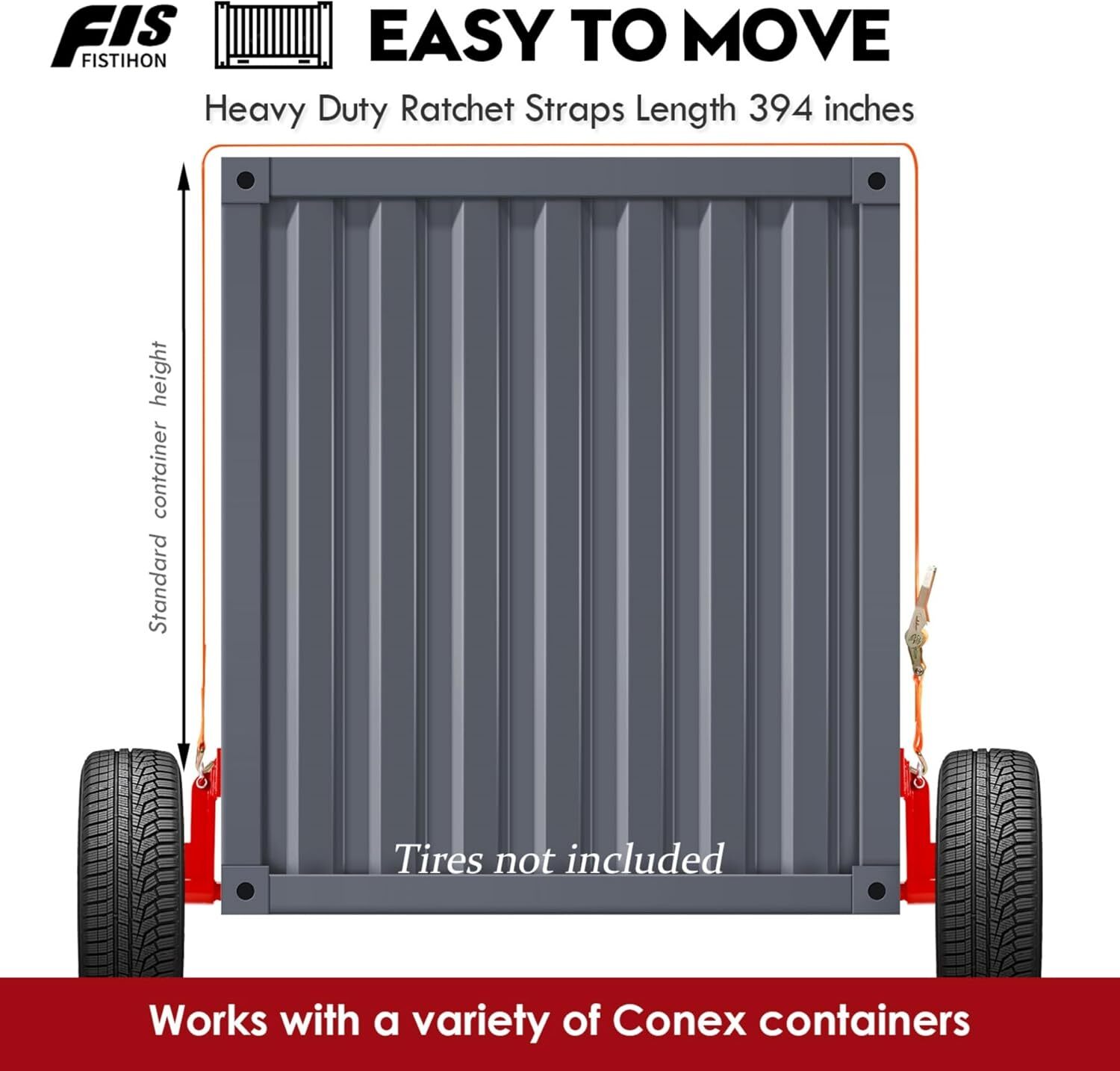 2Pack Shipping Container Wheels 6-Lug Wheels Kit, Shipping Container Accessories