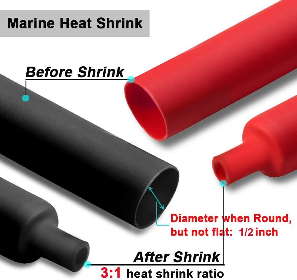 2 Pcs 1/2 inch Diameter Adhesive Lined Heat Shrink Tubing 4FT (1/2″, 2 Pcs)