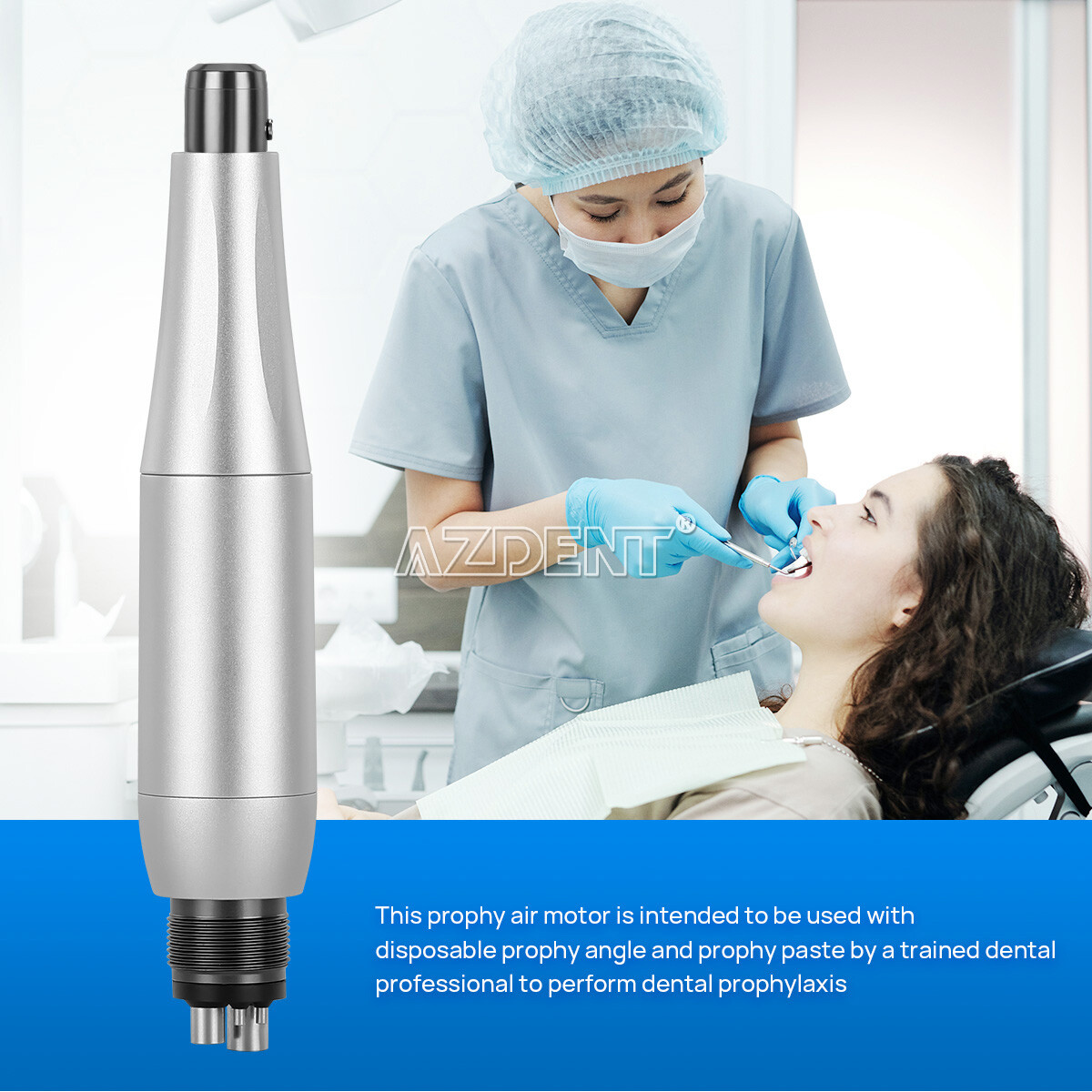 AZDENT Dental Hygiene Prophy Handpiece 4Holes 360°Swivel/Blue Motor/3*Nose cone