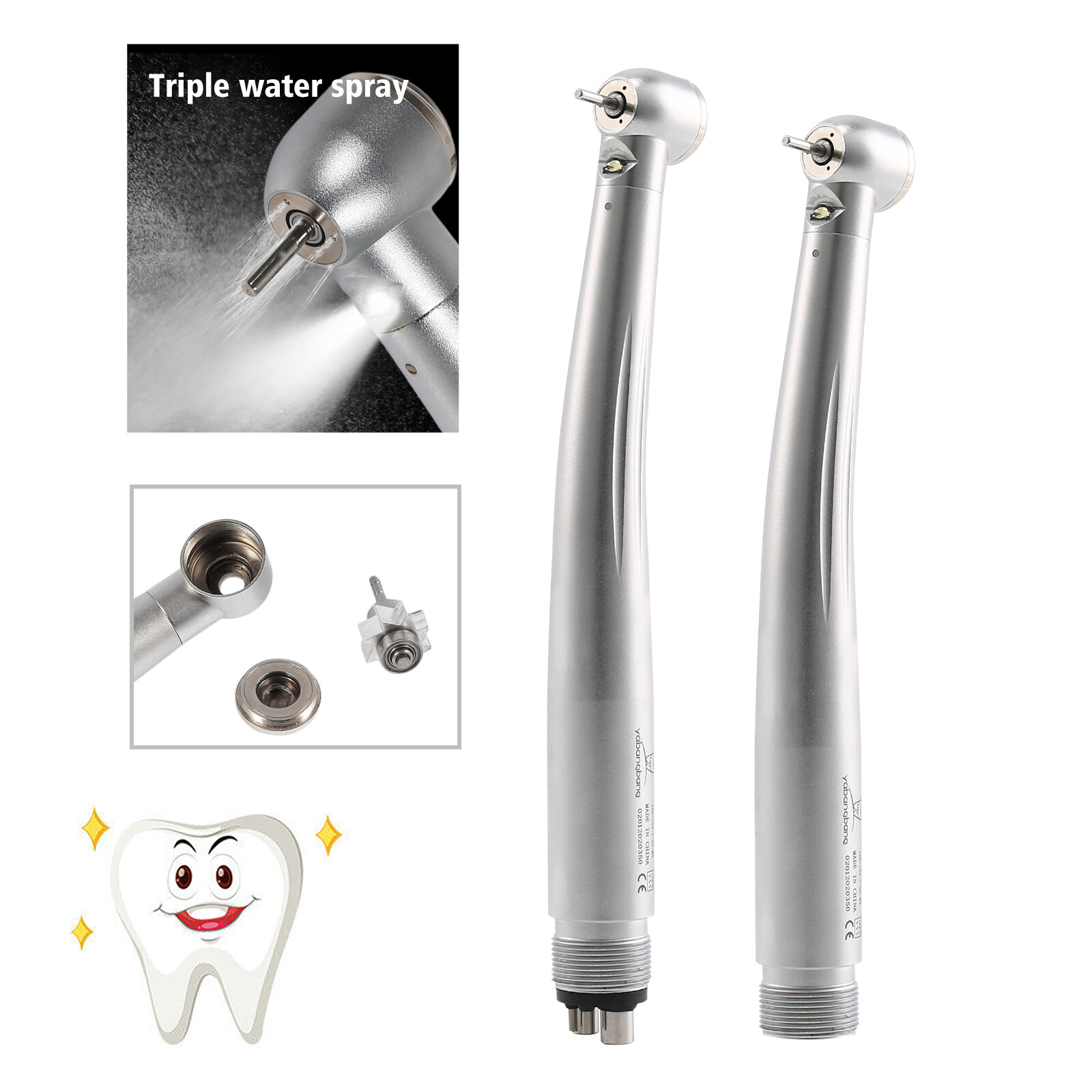 Dental High Speed Handpiece LED Fiber Optic Big Push Button 2/4Hole NSK Style YB