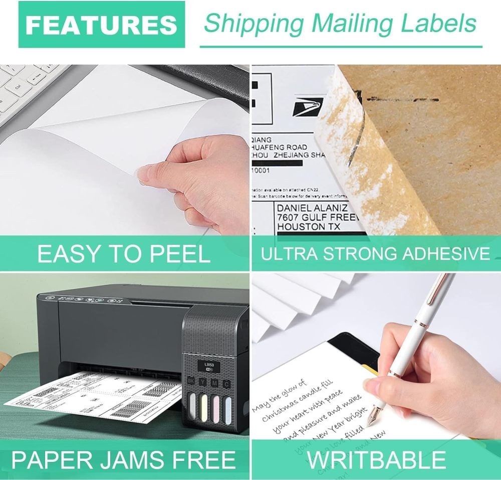 50-2000 Half Sheet Shipping Labels Page 8.5×5.5″ Self Adhesive Round 2 Per Sheet