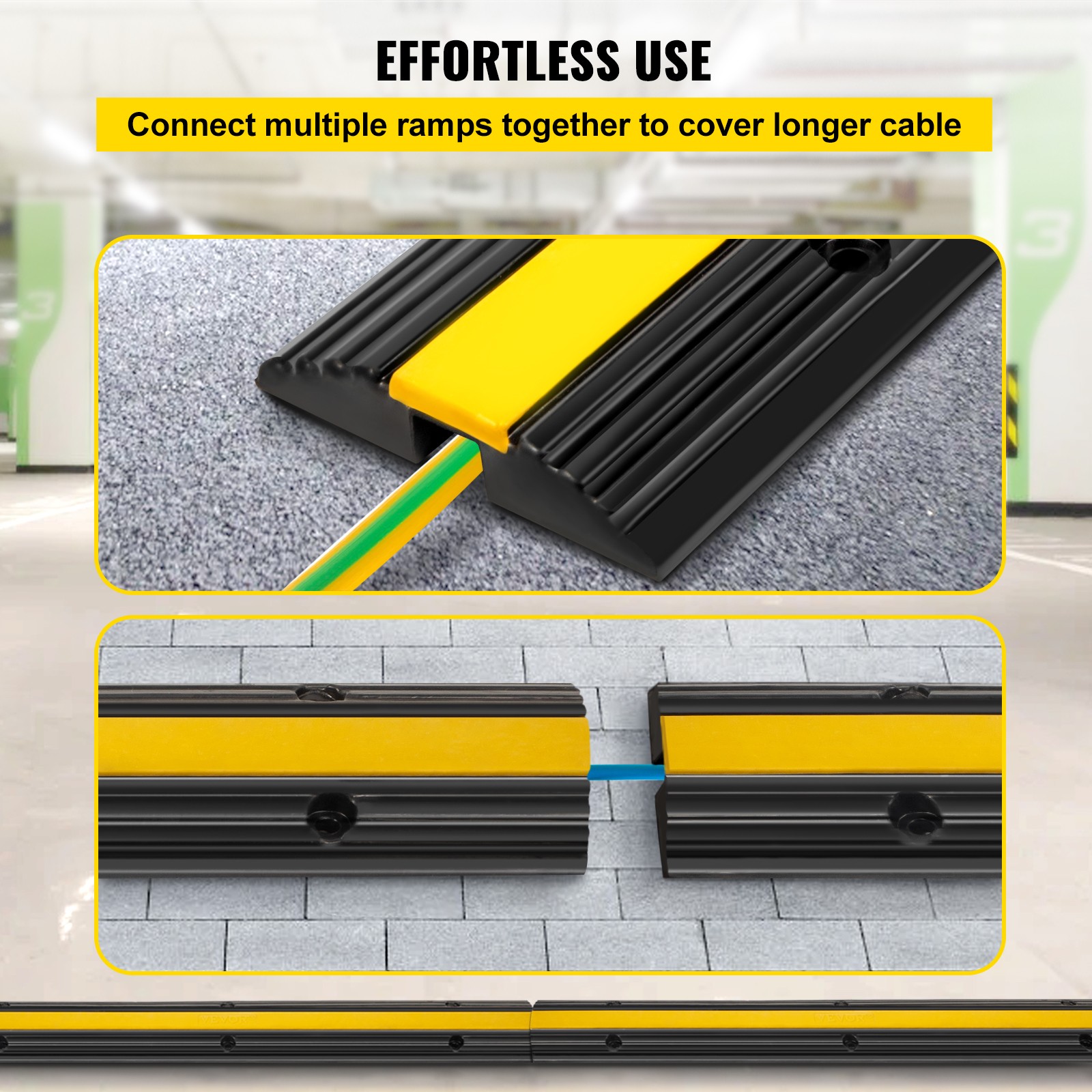 VEVOR 4PCS 1 Channel Speed Bumps Wire Hose 22000lbs Cable Protector Ramp