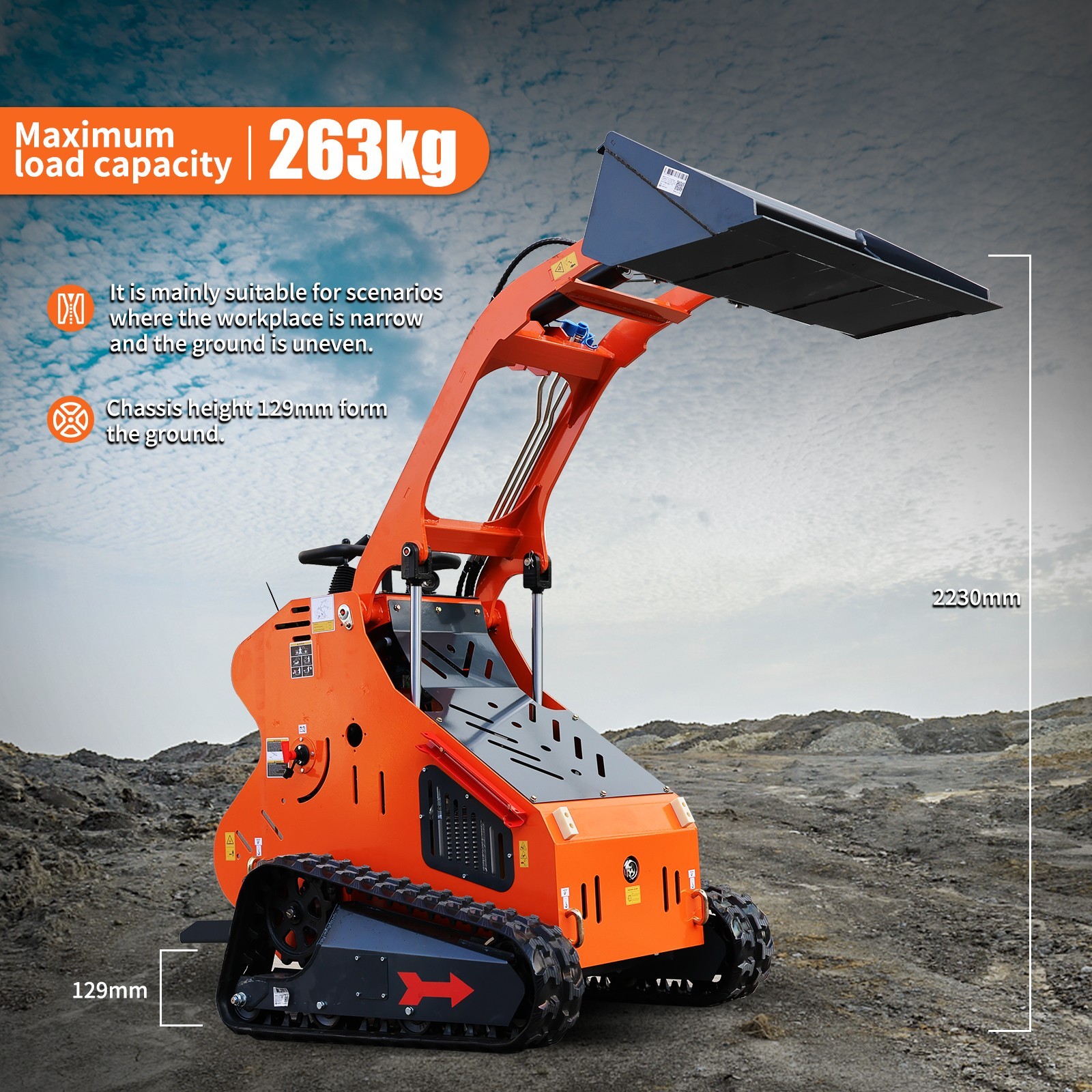 Upgraded Mini Skid Steer 24HP Twin cylinder Tracked Loader Three-stage Pump