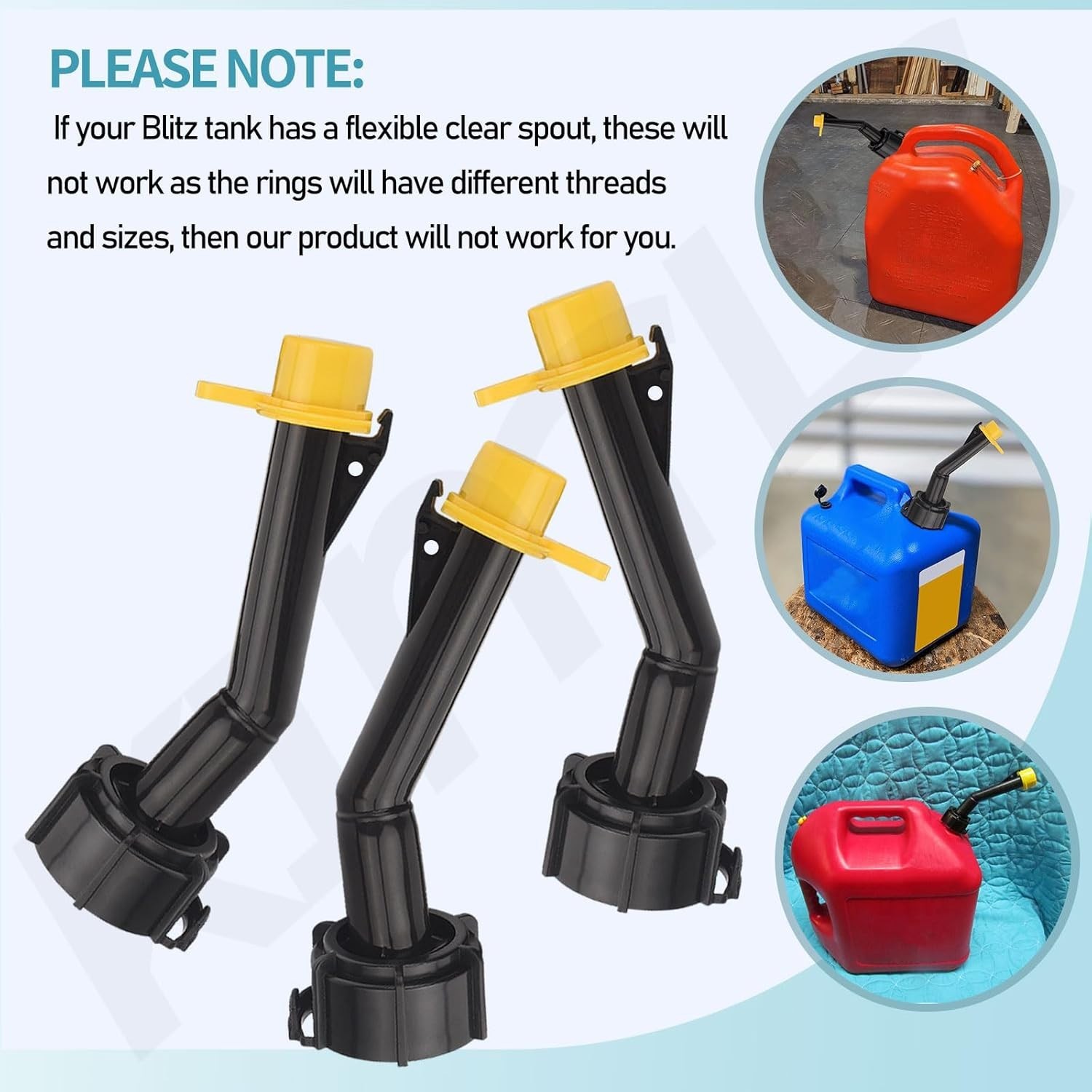 3 Pcs Fuel Gas Can Jug Spouts Nozzles & Rings & Caps for Blitz 900302 900092 …