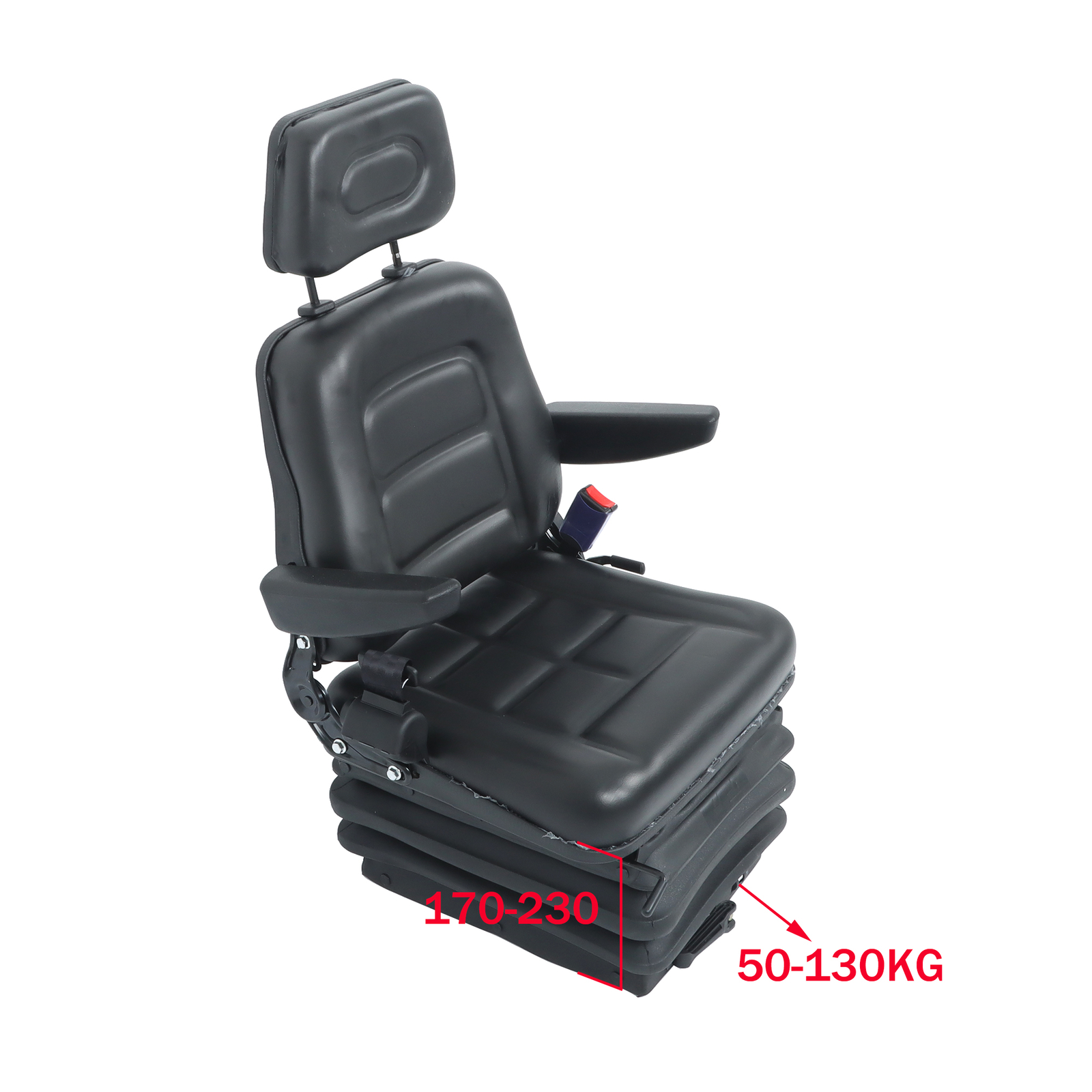 Forklift Tractor Seat Suspension Adjustable Backrest Armrest Safety Belt