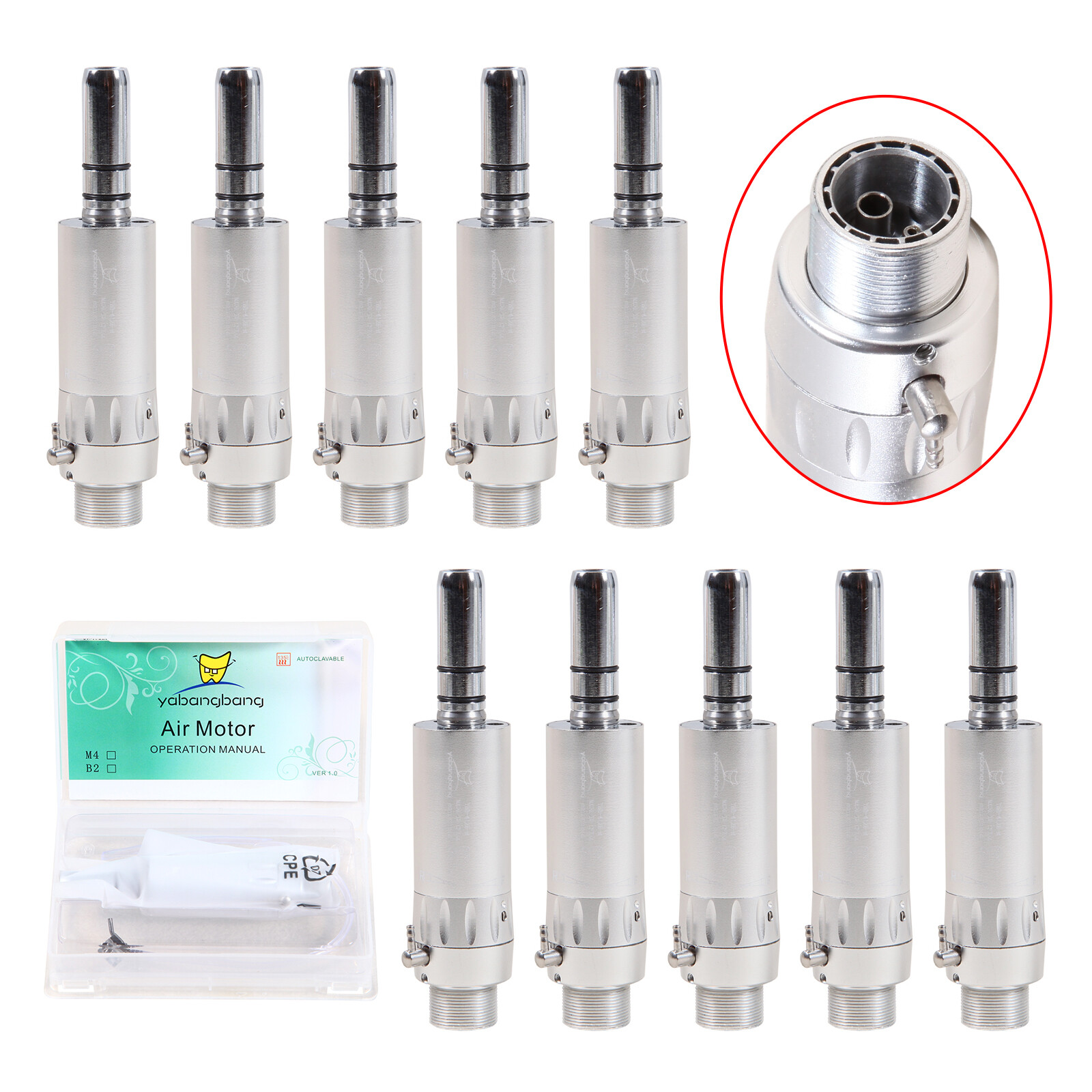 1-10 NSK Style Dental Low Slow Speed Air Motor Handpiece E-type 2 Hole Borden SA