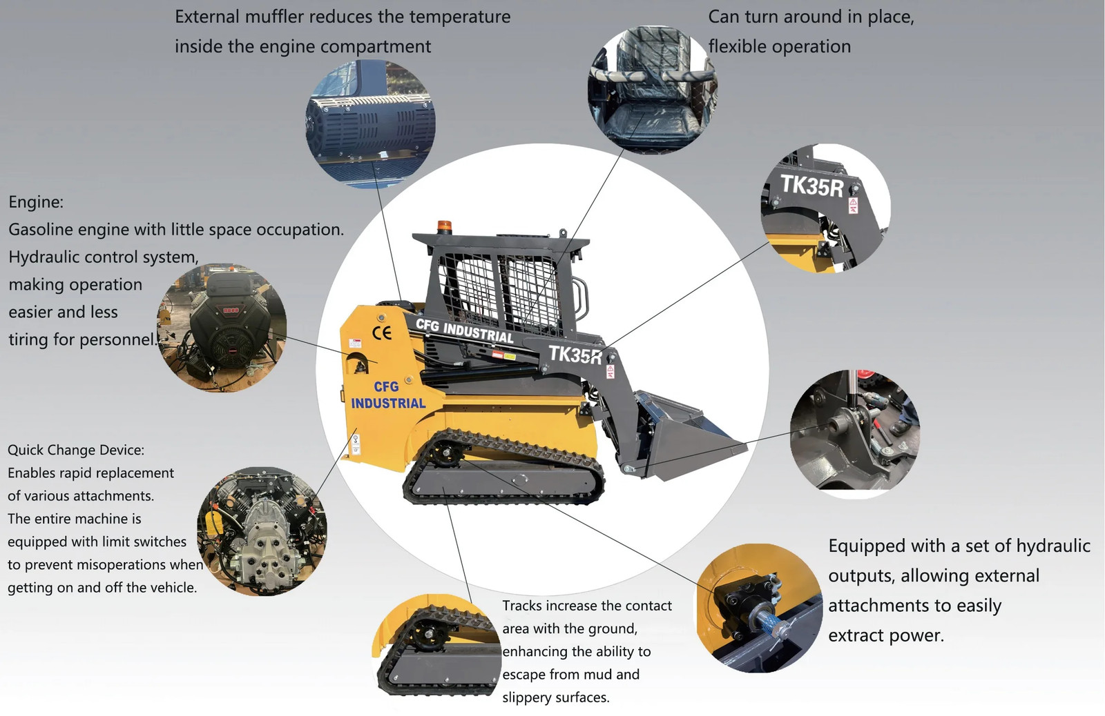 2026 NEW 1.5Ton Skid Steer Loader Tracked 32.8 HP RATO R999D EPA Gasoline Engine