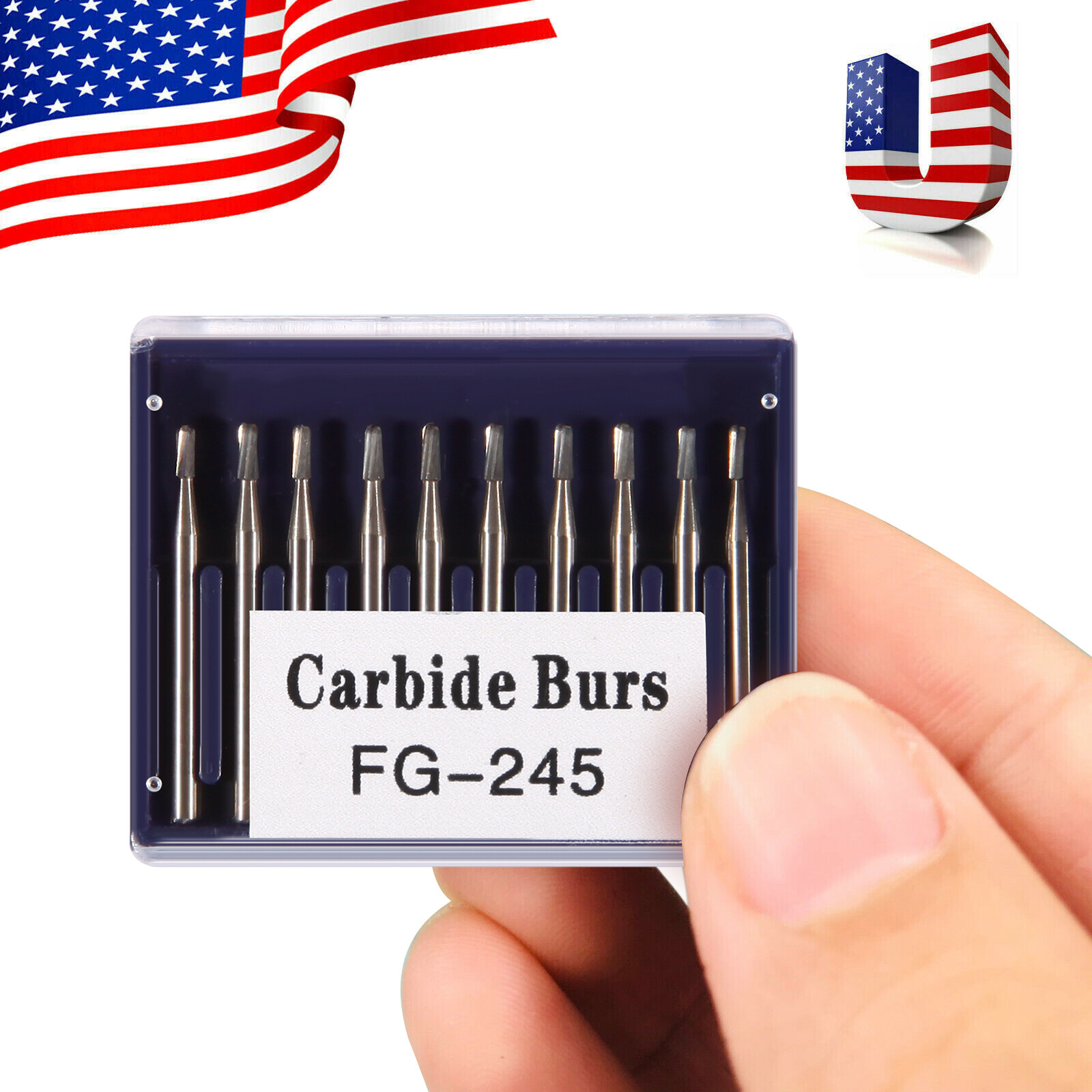 10Pcs Dental FG 245 Tungsten Carbide Burs Pear-Shaped For High Speed Handpiece