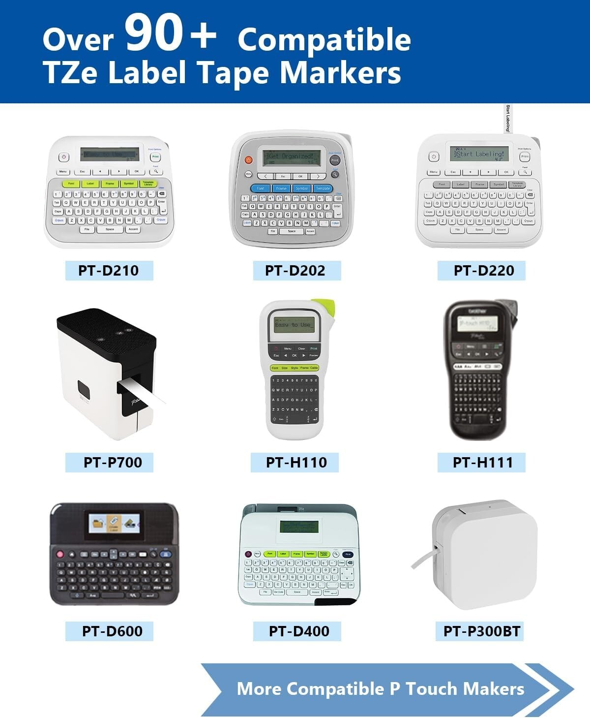 6PK Label Maker Tape 12mm Laminated for Brother P-Touch TZ-231 TZe-231 PT-D210