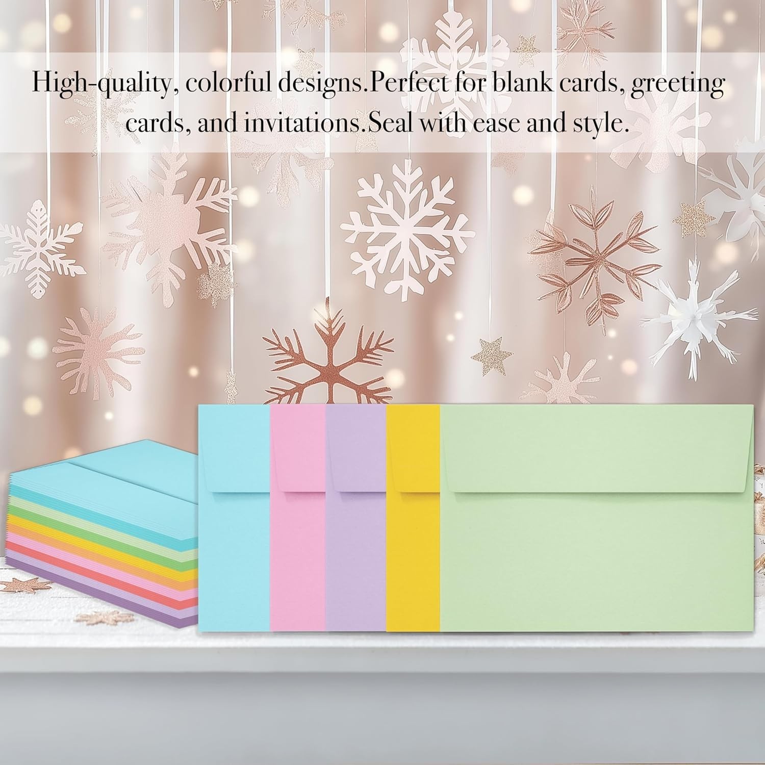 50-Pack 4×6 Colored Envelopes – Perfect for Weddings or Greetings