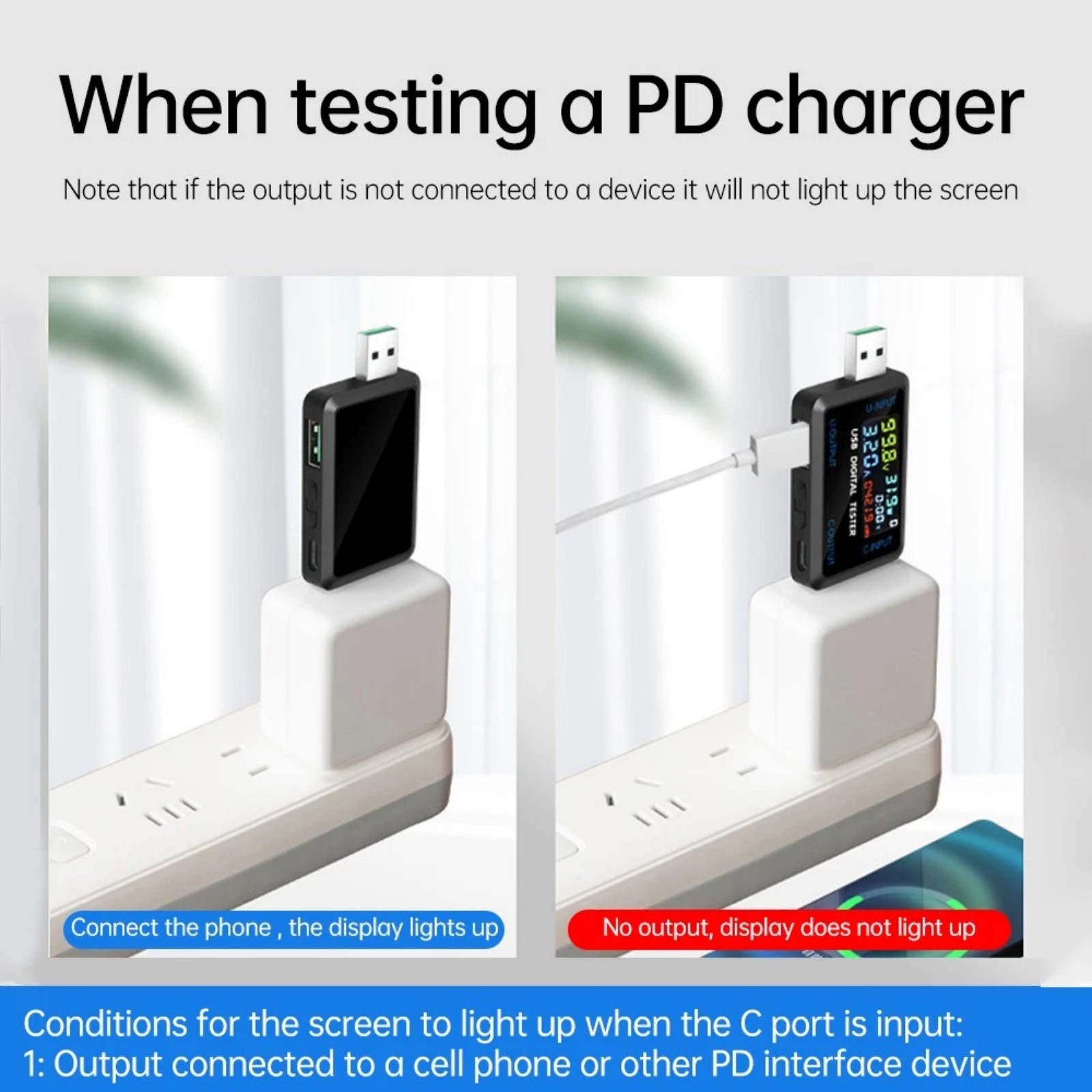 Portable USB C Voltmeter Current Meter Tester for Power Bank Charger Cable Test