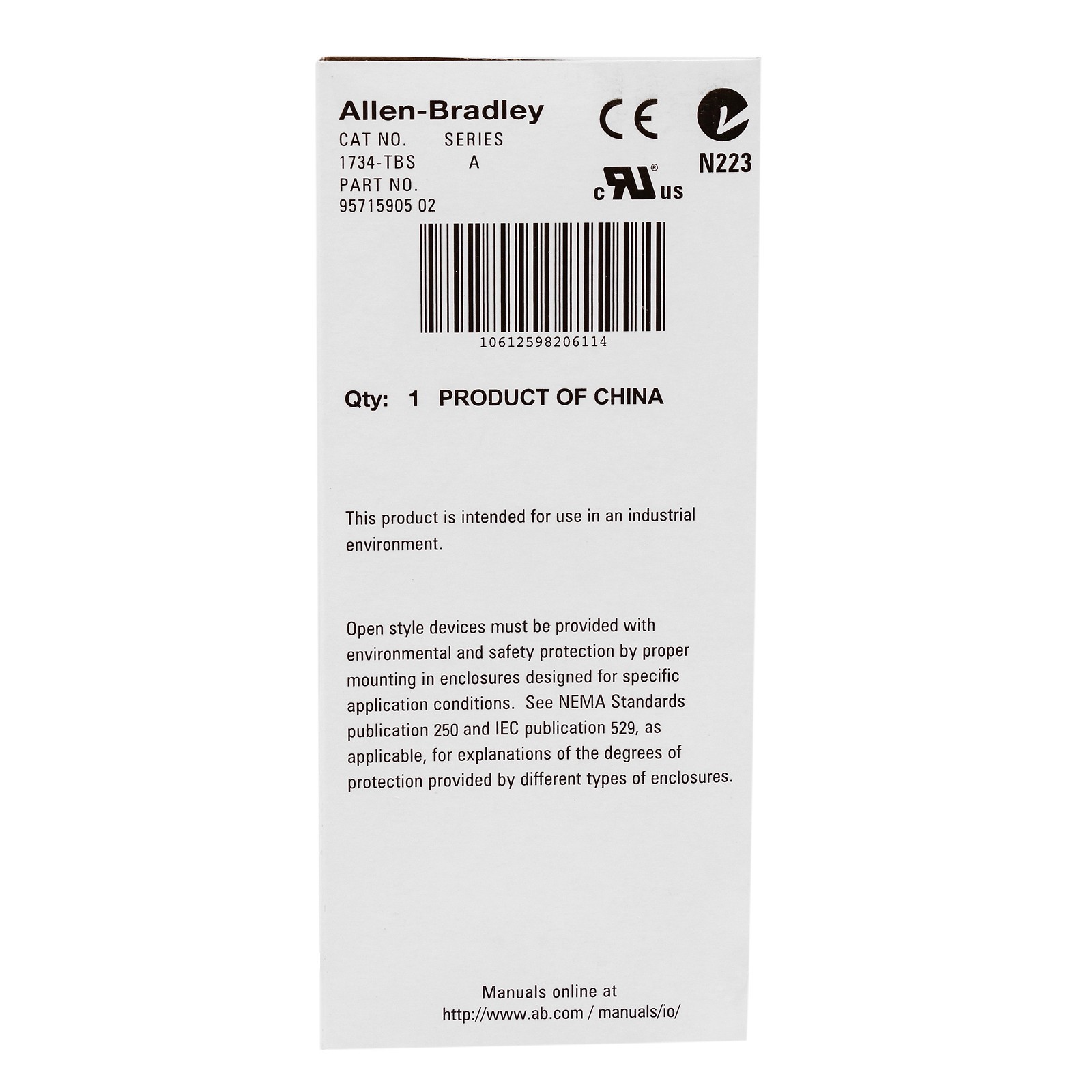 2025 New Allen-Bradley 1734-TBS Point I/O Spring Terminal Base w/ IEC 1734TBS