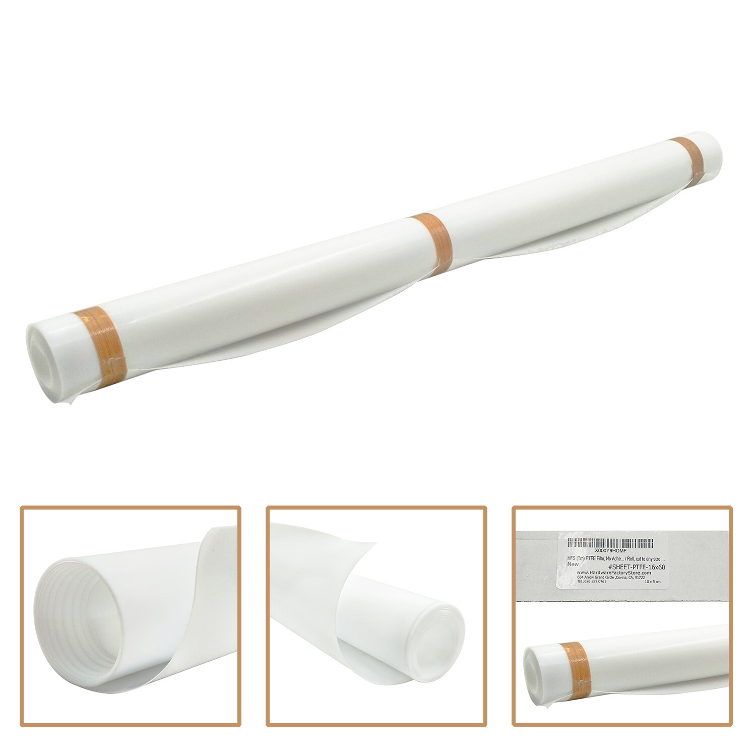 HFS(R) Pure White PTFE Film, No Adhesive, 16 X 60 Inch Roll Thickness 0.35mm