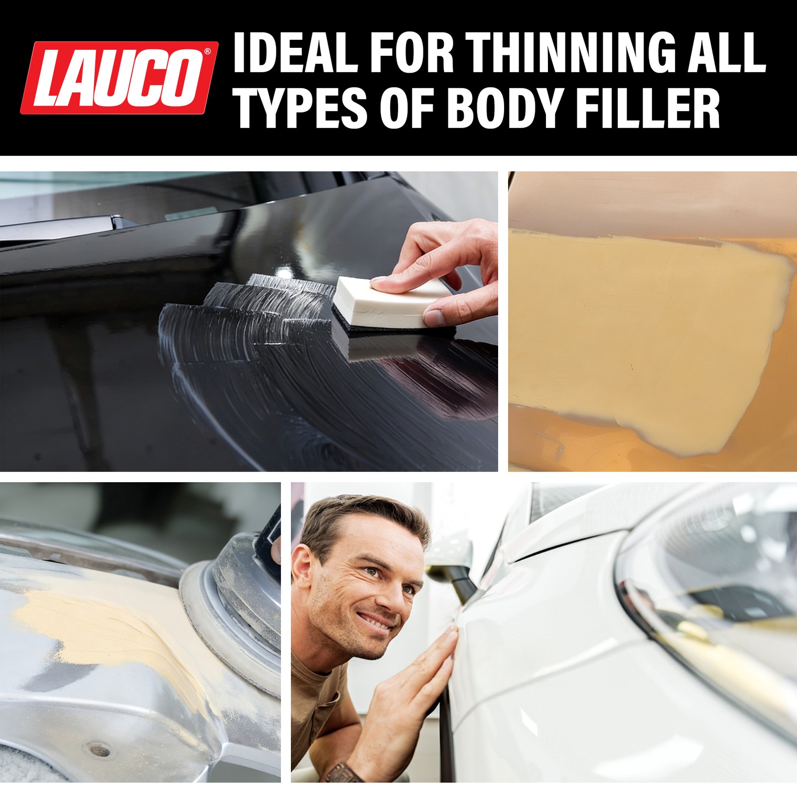 LAUCO Liquid Gold Body Filler Thinner Honey, Bridges Holes, Water Resistant