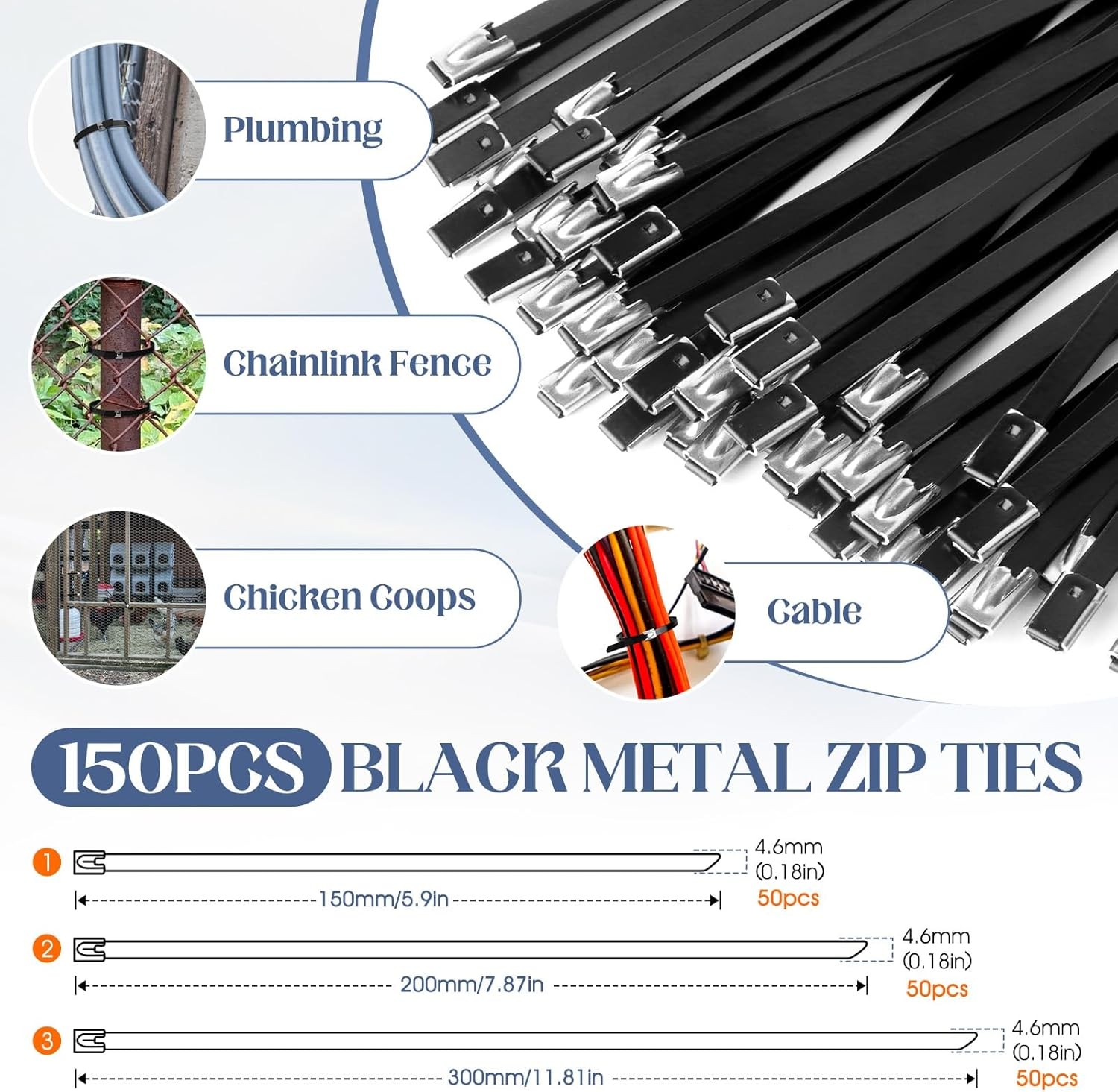 Metal Cable Ties Gun Kit, Stainless Steel Zip Tie Tool Set with 150pcs Zip Ties