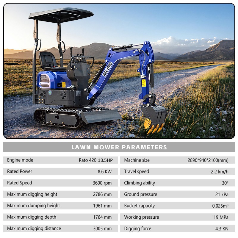 Free Ship Mini Excavator 1 Ton Digger 13.5hp Gas Tracked Crawler EPA Engine