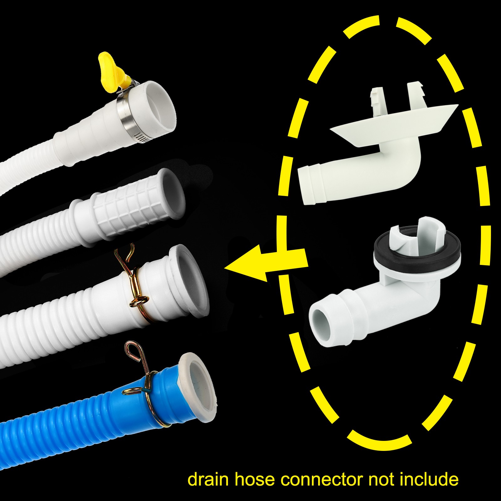 Universal Air Conditioner Drain Hose AC Unit 16mm ID 3.3ft with Clamp White