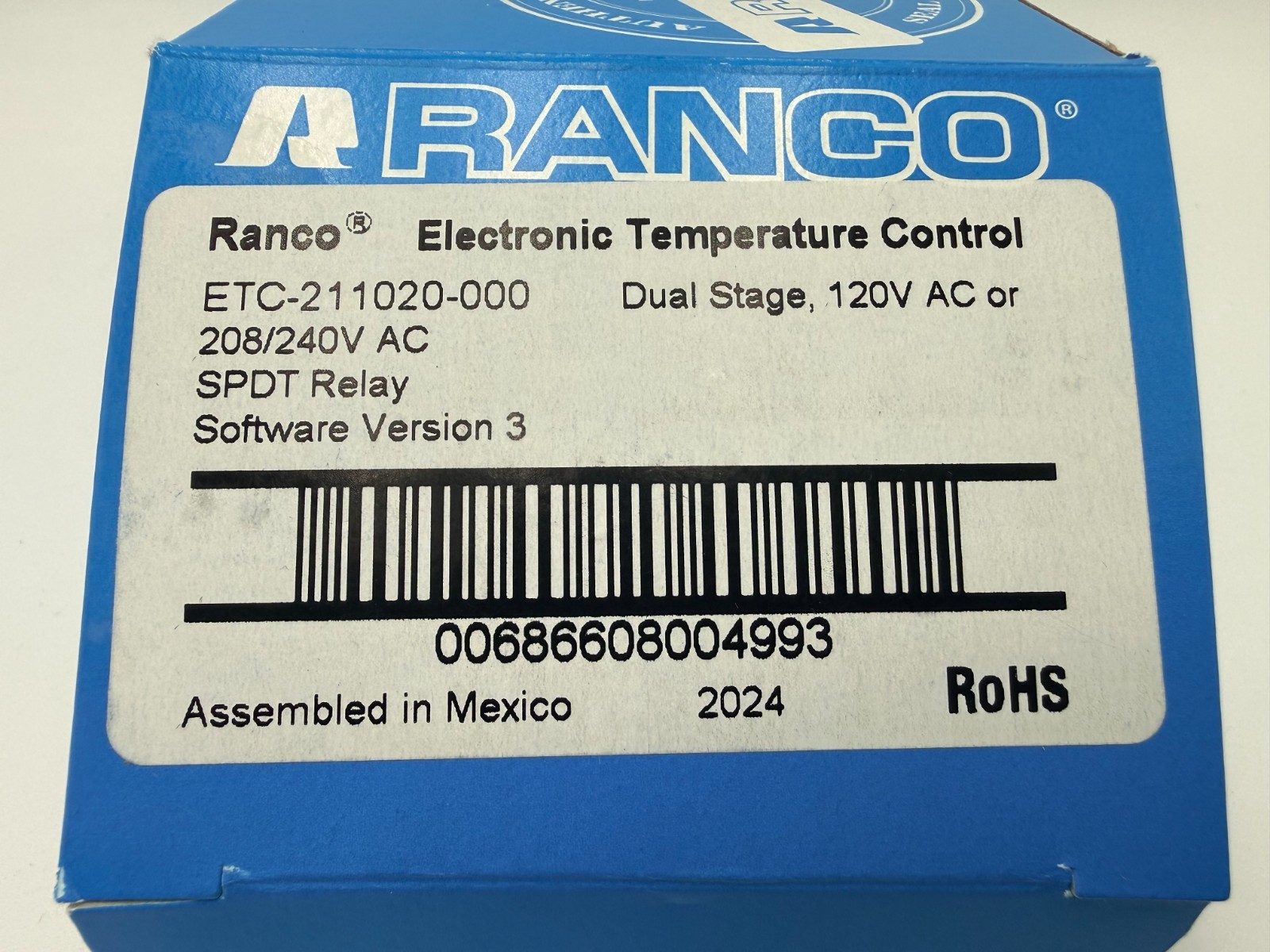 RANCO ETC -211020-000 DUAL STAGE,120AC-208/240V AC-SOFTWARE VERSION-3