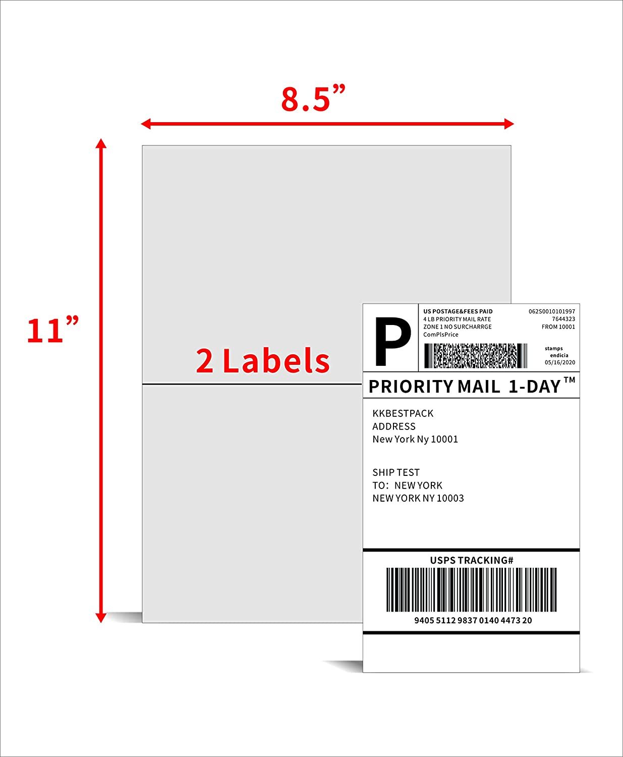 8.5″X 5.5″ Premium Labels Self Adhesive Shipping Labels Half Sheet for Laser US