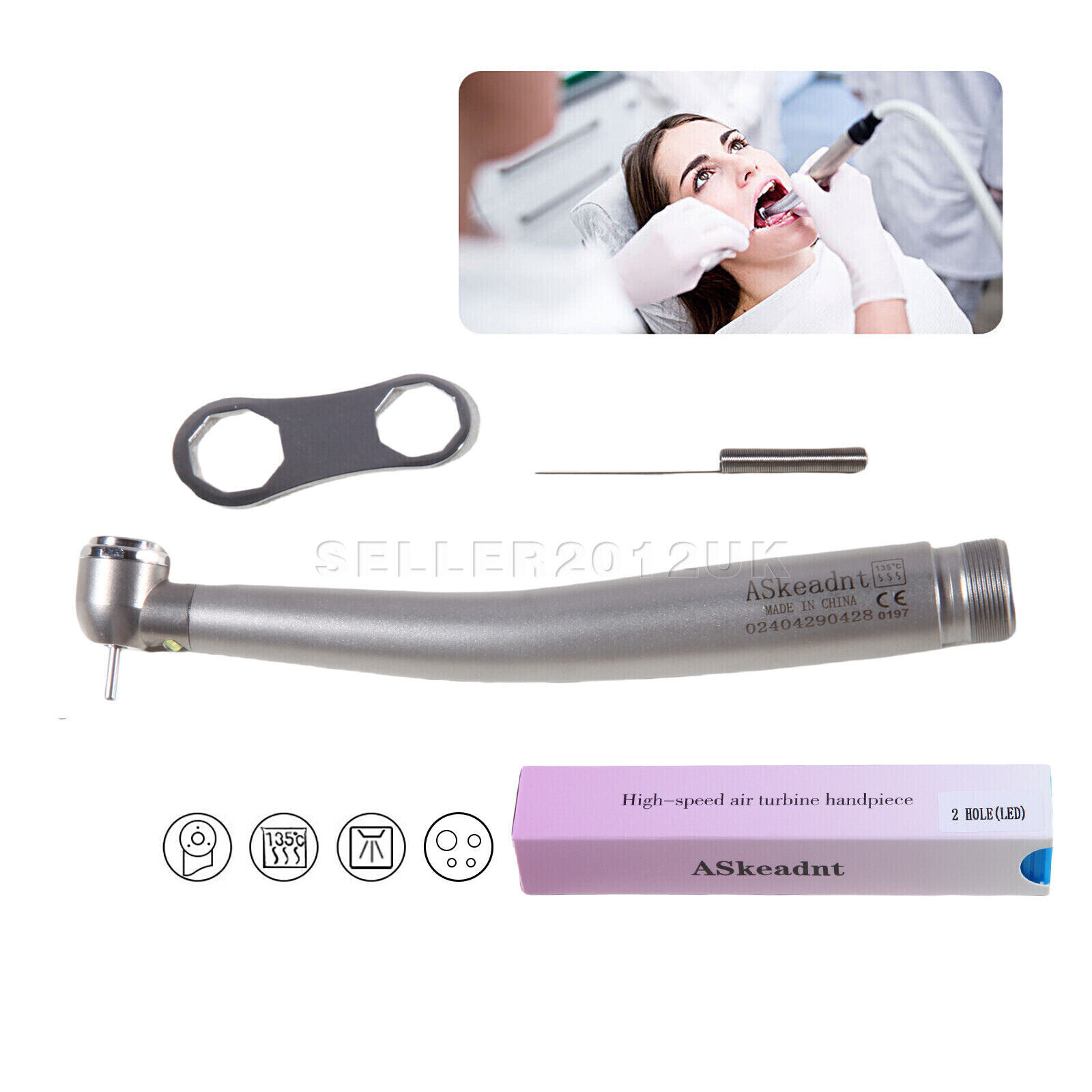 Dental Fiber Optic LED E-generator High Speed Handpiece 2HOLE Borden
