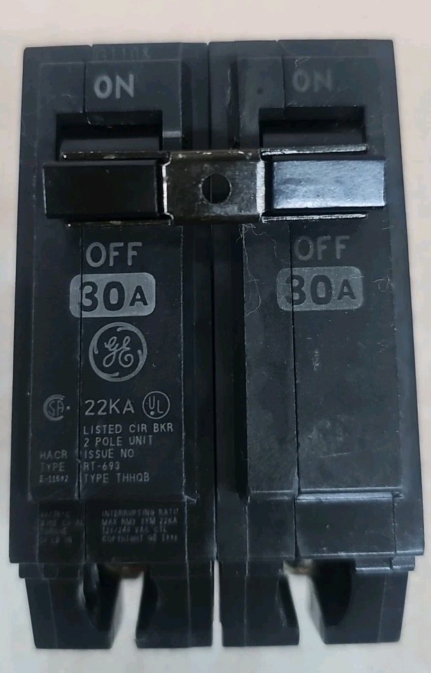 GE THHQB2130 30 Amp 240 Volt 2 Pole Bolt-On Circuit Breaker 22K