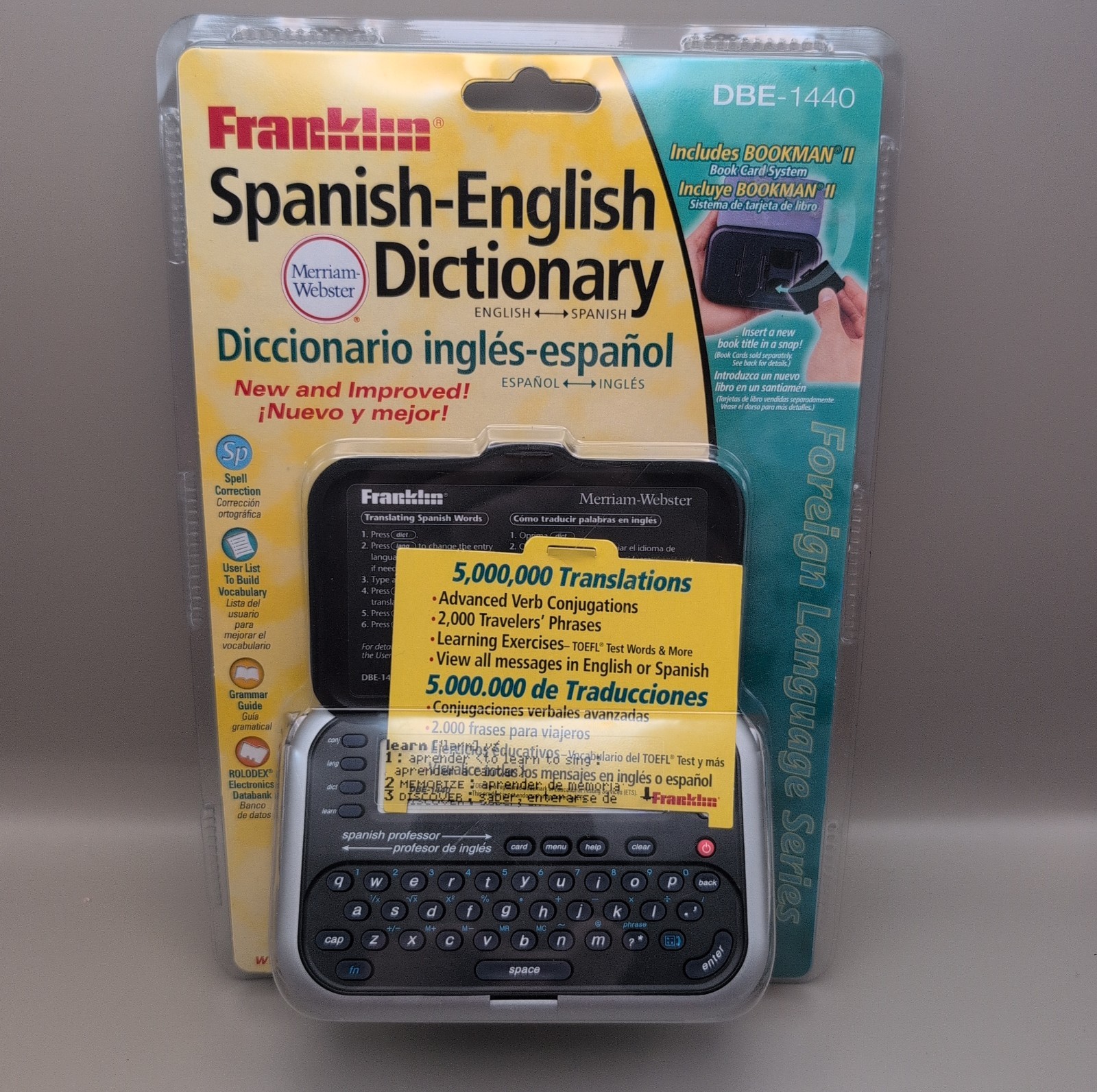 Franklin Spanish-English Dictionary Merriam-Webster Model DBE-1440 New Bookman