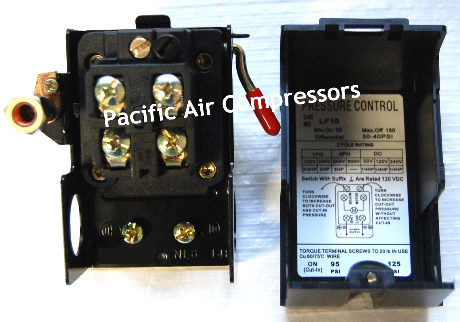 PRESSURE SWITCH UNLOADER & ON/OFF 69MB7LY 95-125 PSI FURNAS HUBBELL REPLACEMENT