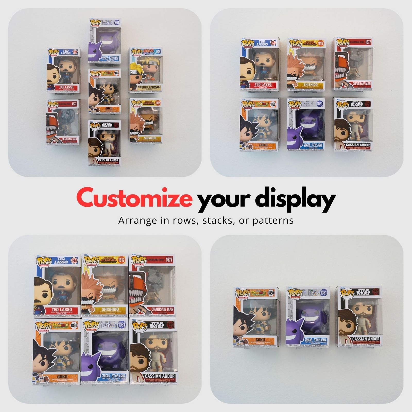 Adhesive Display Shelf for Funko Pop Boxes (16-Pack) – Clean Mount for Funko …