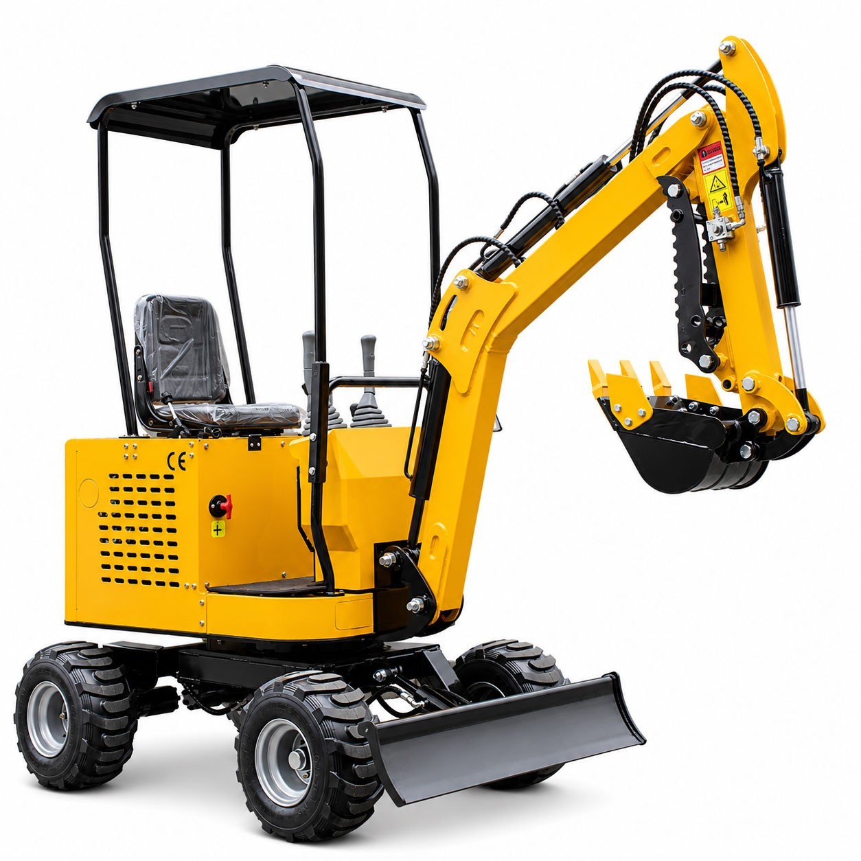1 Ton Mini Wheel Excavator Mechanical Thumb RATO Engine Compact Digger US Stock