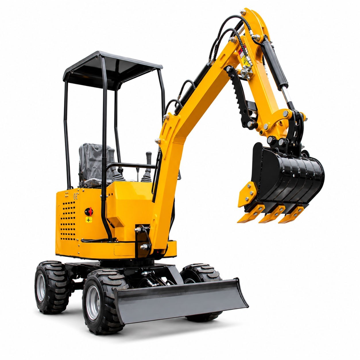 1 Ton Mini Wheel Excavator Mechanical Thumb RATO Engine Compact Digger US Stock