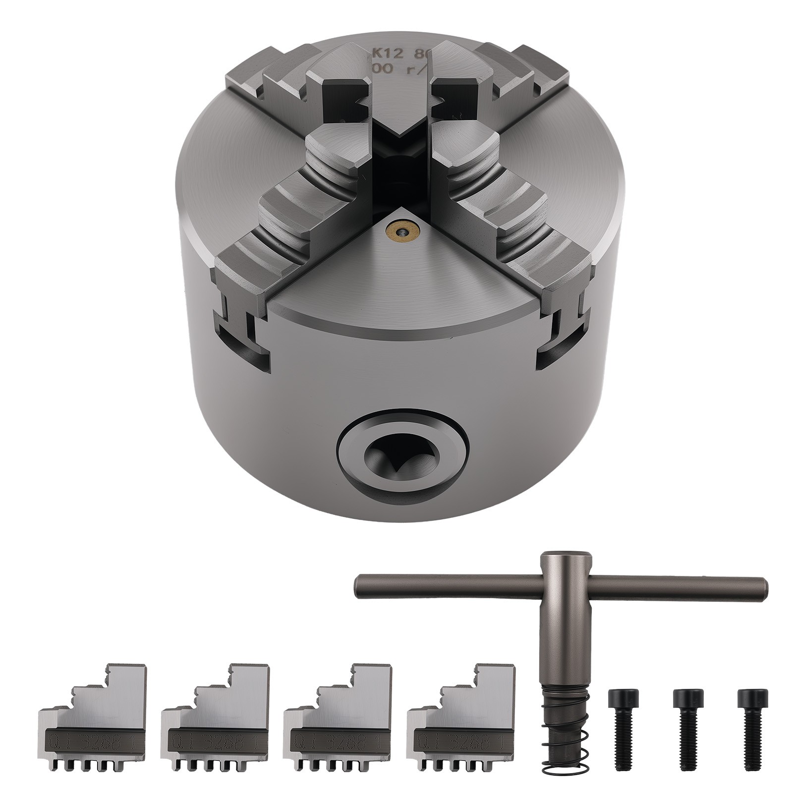 4 Jaw Self Centering Metal Chuck K12-80 80mm for Bench Lathes Plain Back