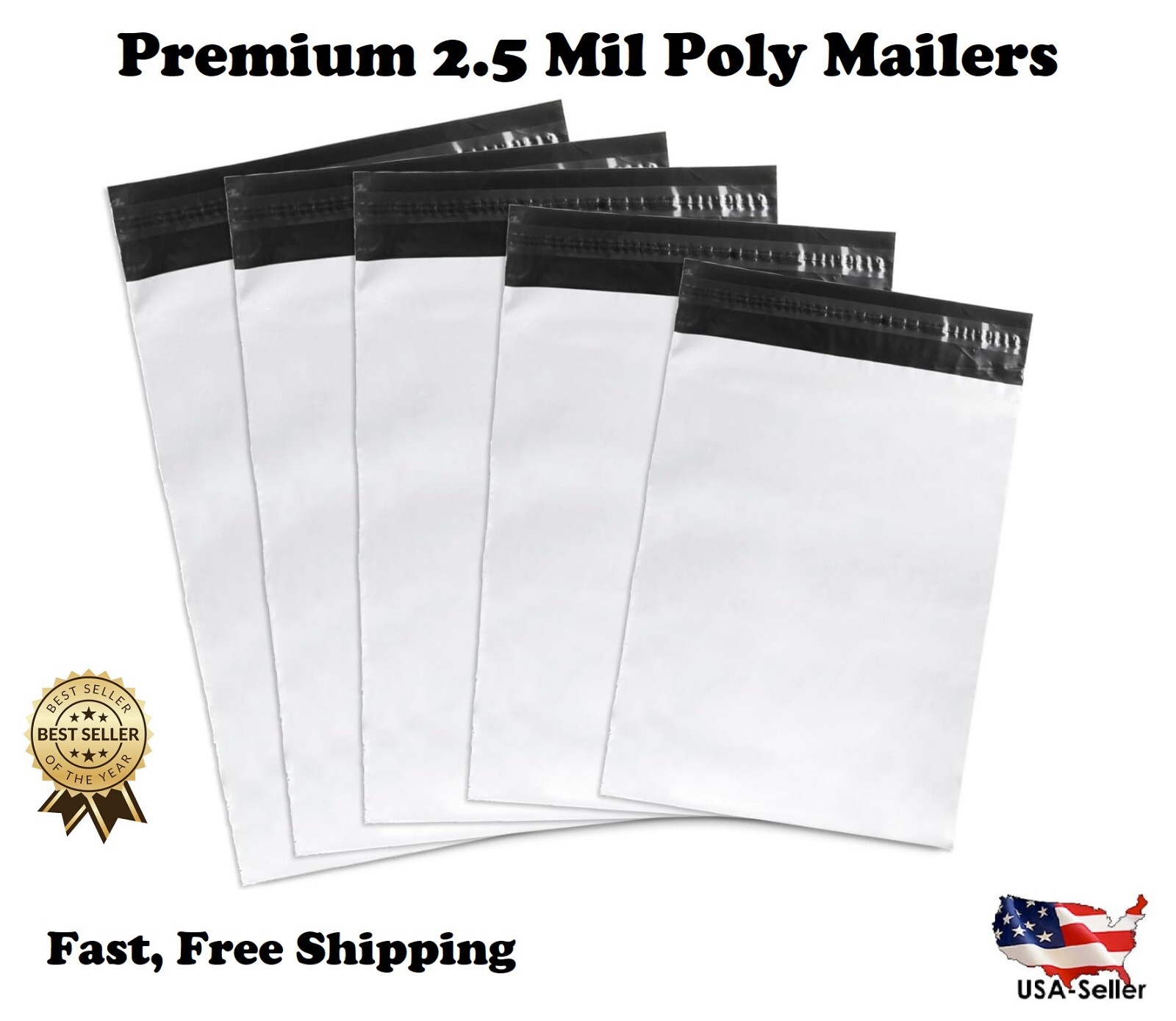 Poly Mailers Shipping Bags 2.5 Mil Thick 6×9 9×12 10×13 7.5×10.5 12×15.5 14.5×19