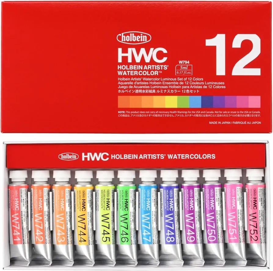 Holbein Luminous Transparent Watercolor No. 2 (5ml) Color W794 Set of 12 Colors