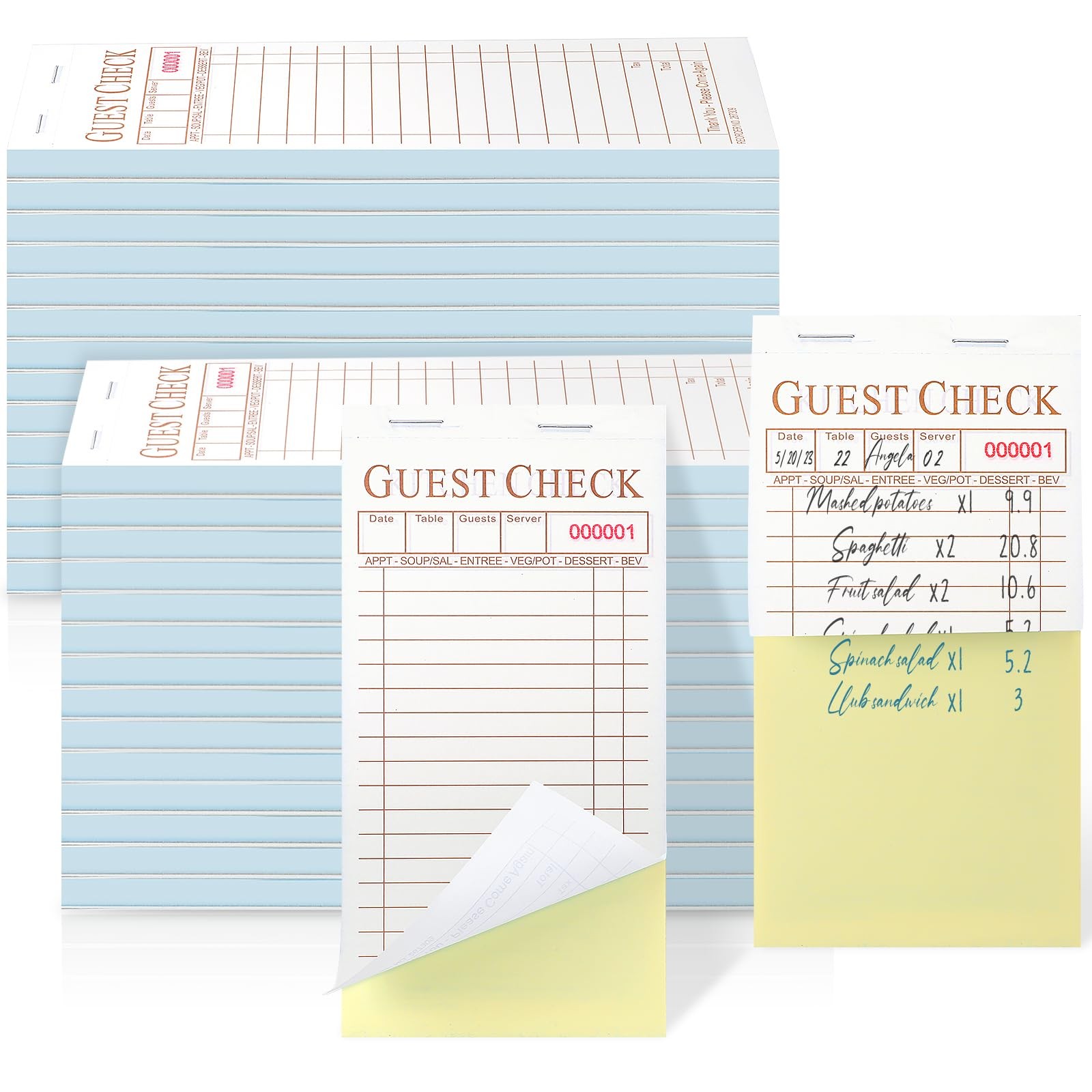 Seajan 50 Pack Guest Check Pads Server Note 3.5 x 6.7 Inch Coffee