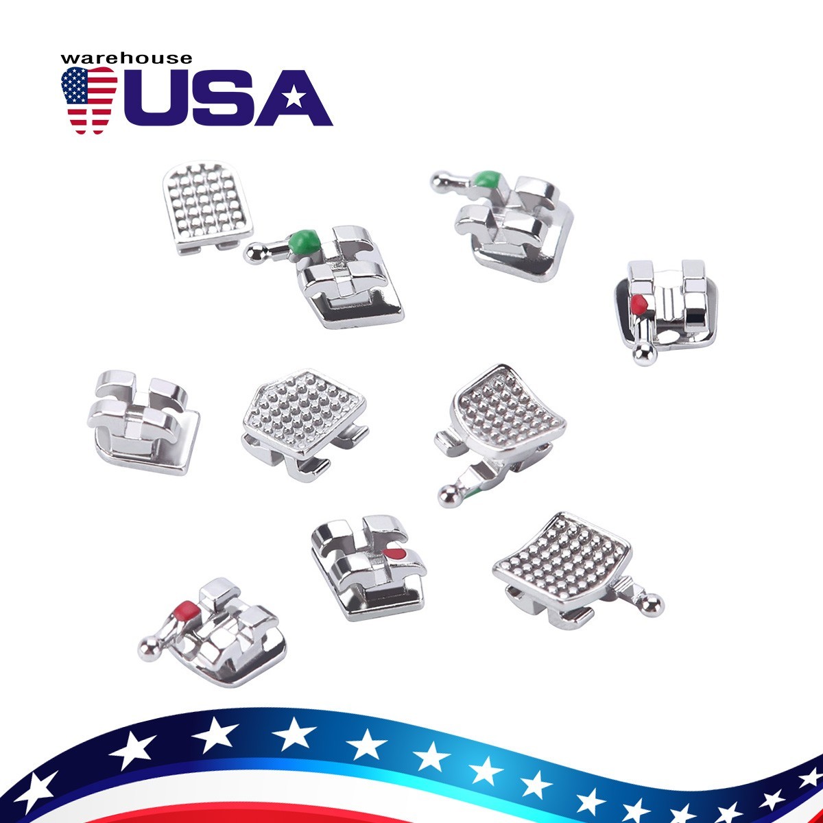 Dental Braces Metal Brackets Orthodontic Mini Roth/MBT .018/.022 Hooks 3-4-5
