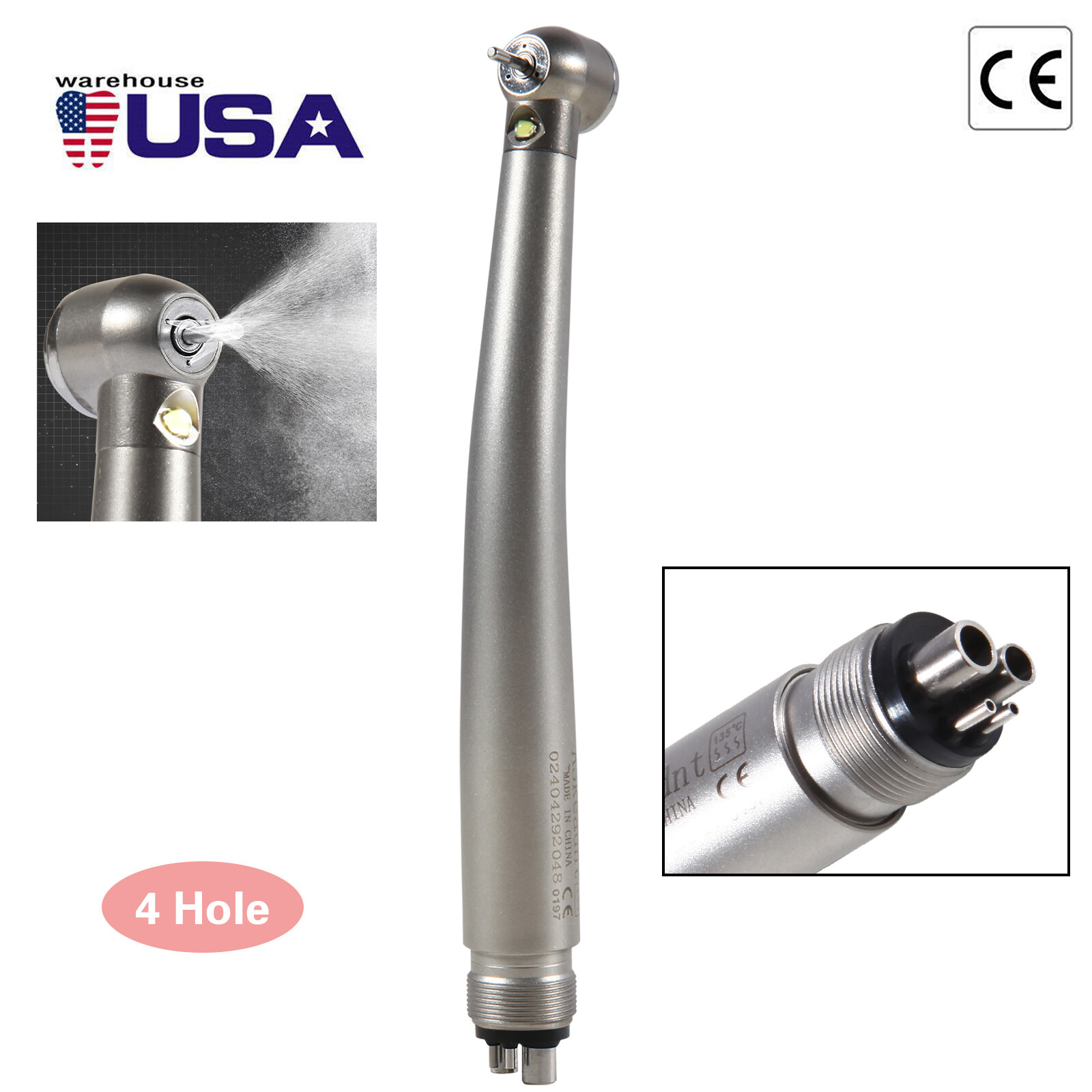NSK Style Dental Fiber Optic LED E-generator High Speed Handpiece Turbine 4 HOLE