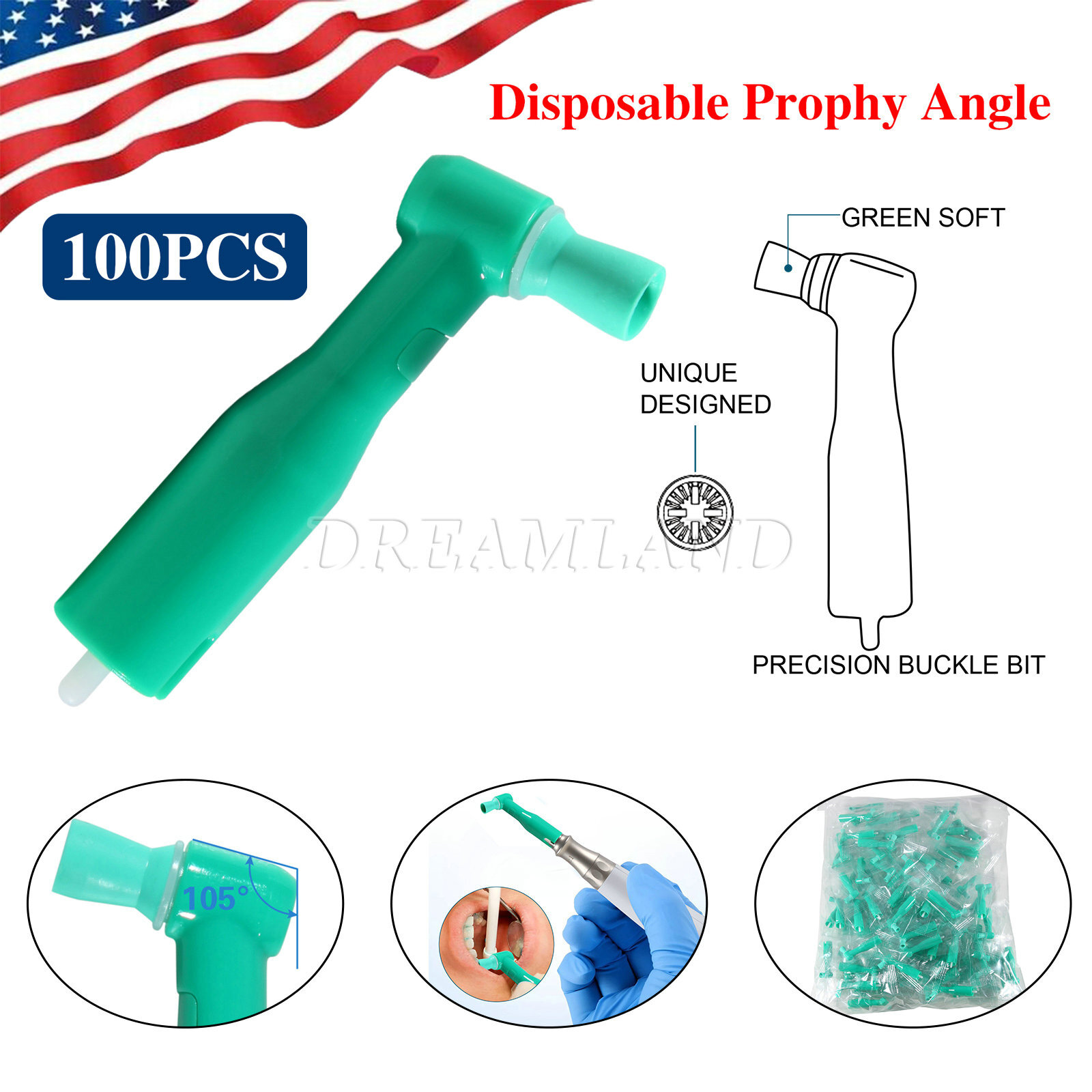 100 dental disposable prophy angles soft cup latex free