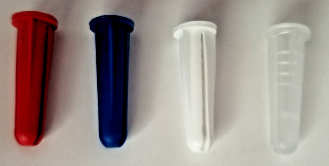 Conical Plastic Anchors 1/4″ #10-#12 x 1″ Blue, Red, White or Clear, Made in USA