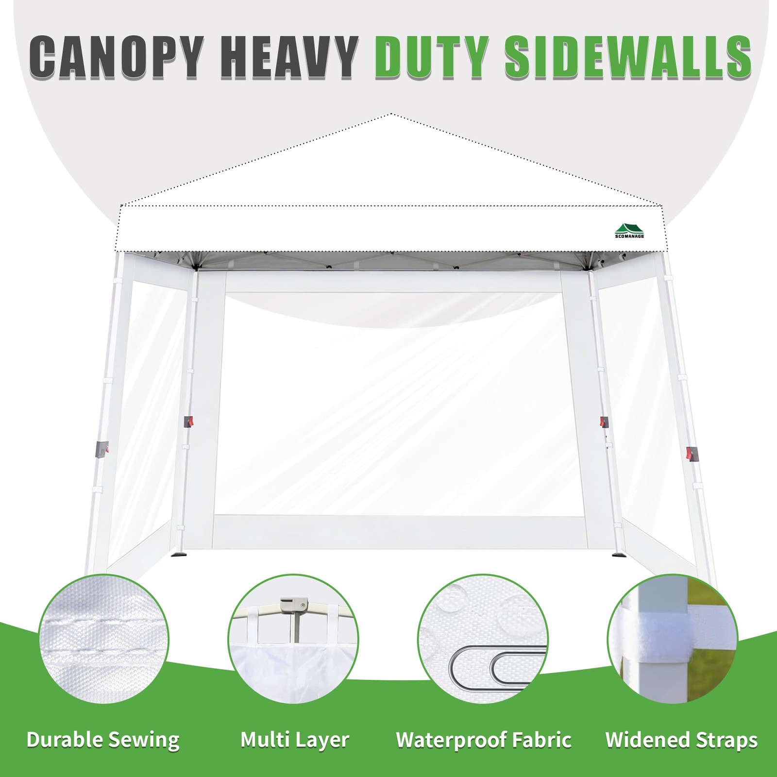 Scomanage Clear Canopy Sidewalls For 10X10 Slant Leg Pop Up Tent3 Pack Sunwalls