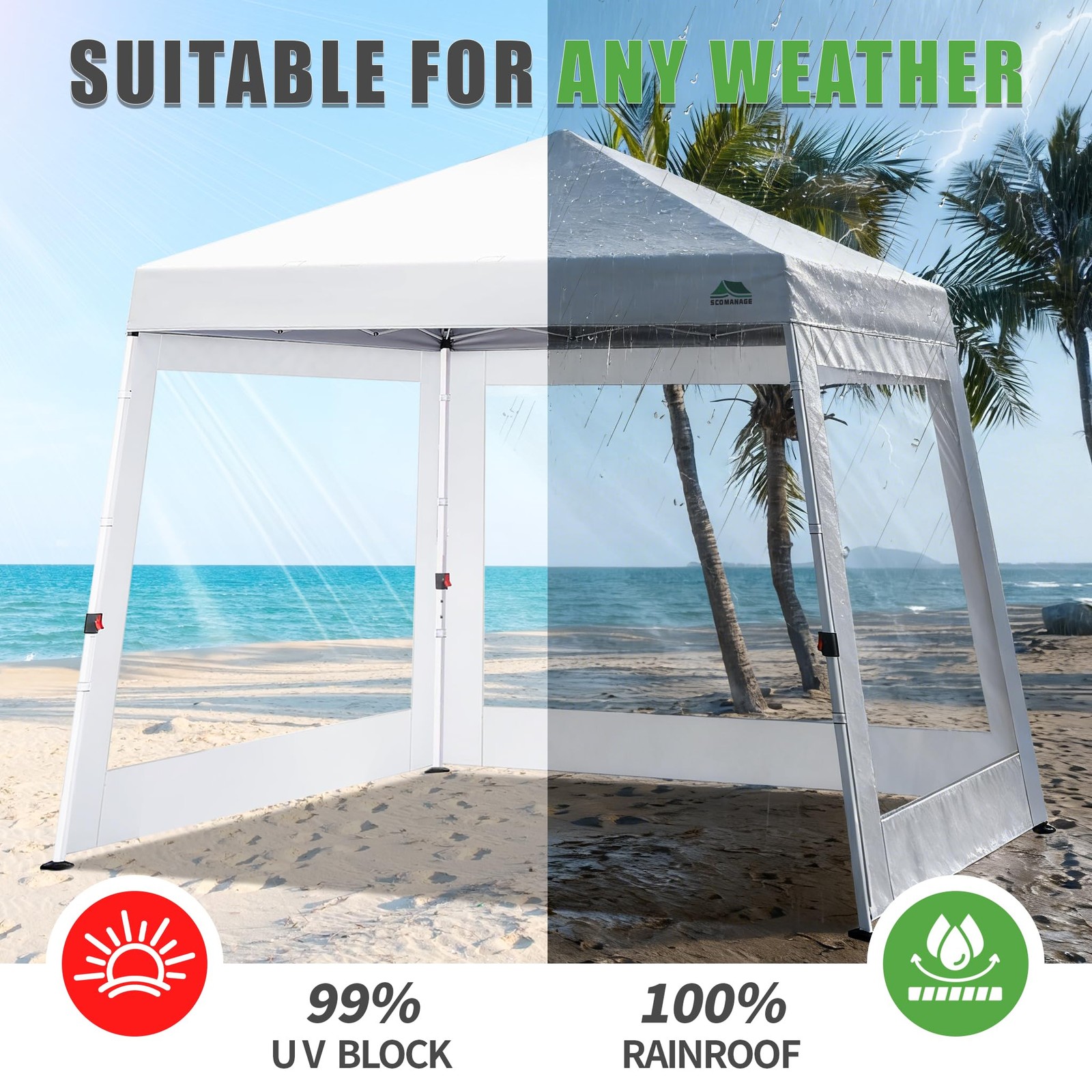 Scomanage Clear Canopy Sidewalls For 10X10 Slant Leg Pop Up Tent3 Pack Sunwalls