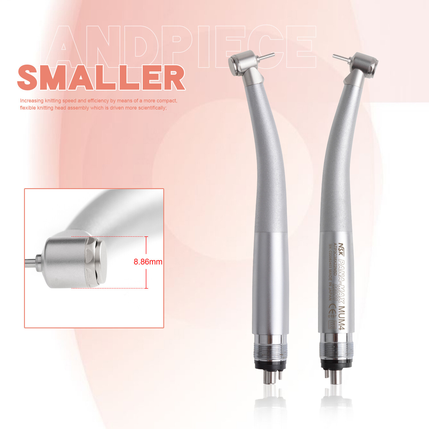 NSK Type Dental PANA MAX Mini Head High Speed LED Children Handpiece Push Button