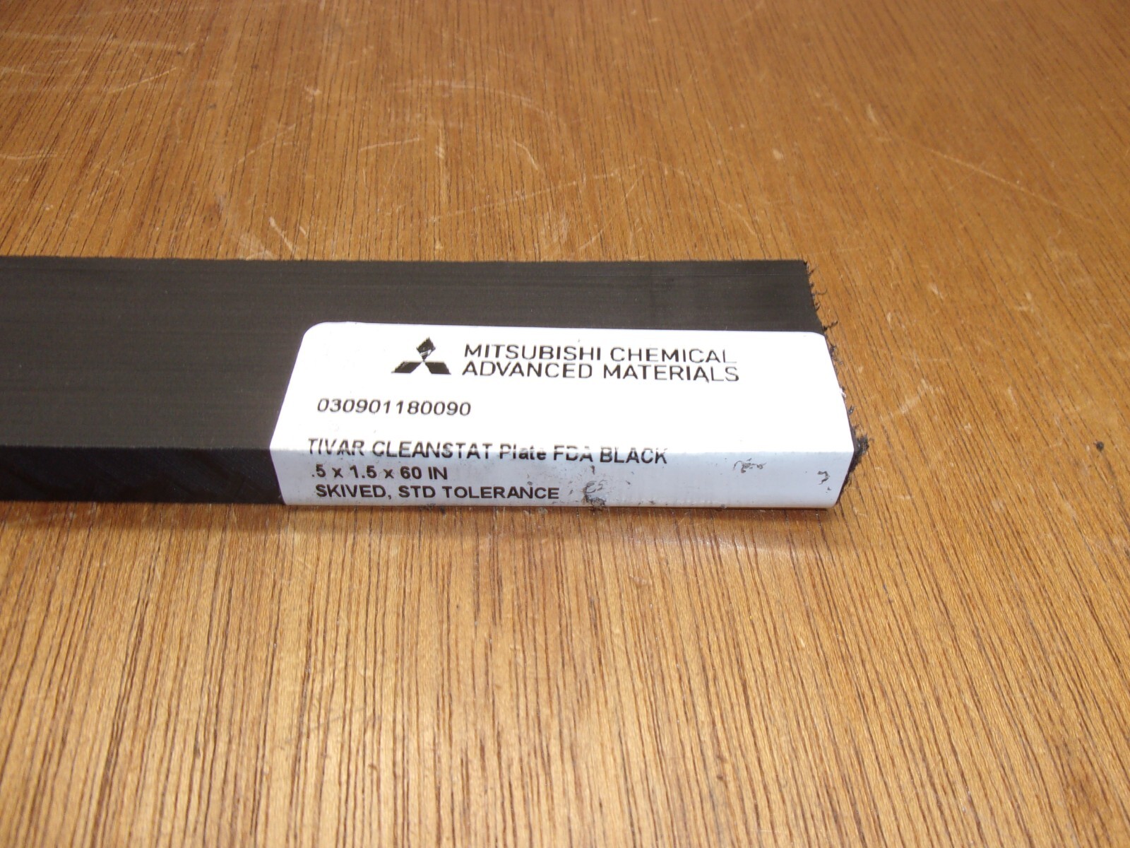 1-1/2″ X 1/2″ X 10″ UHMW PE Tivar Black Flat Bar Plate Stock FDA Compliant