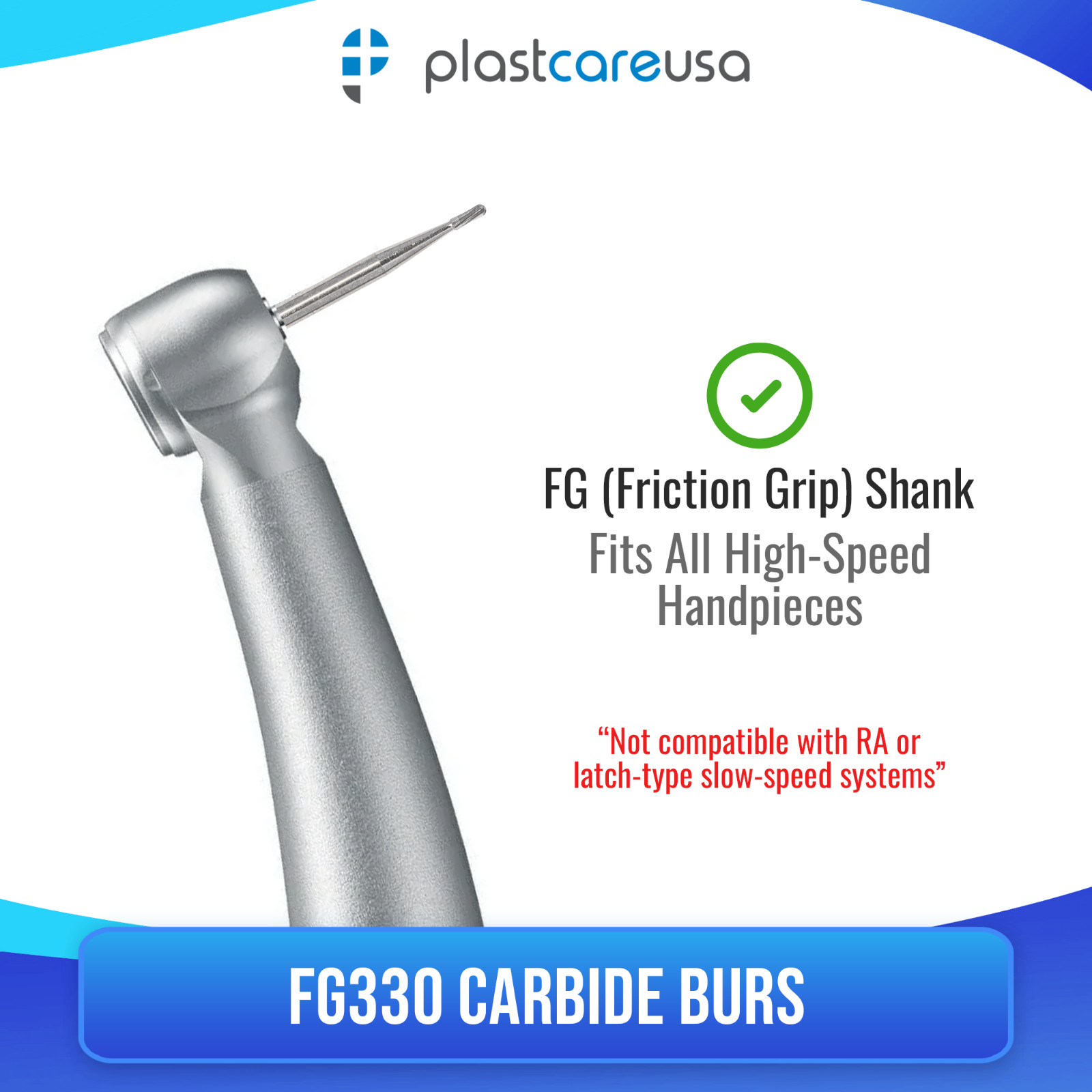 10 FG 330 Carbide Dental Burs High Speed Handpiece Friction Grip Drill Bits