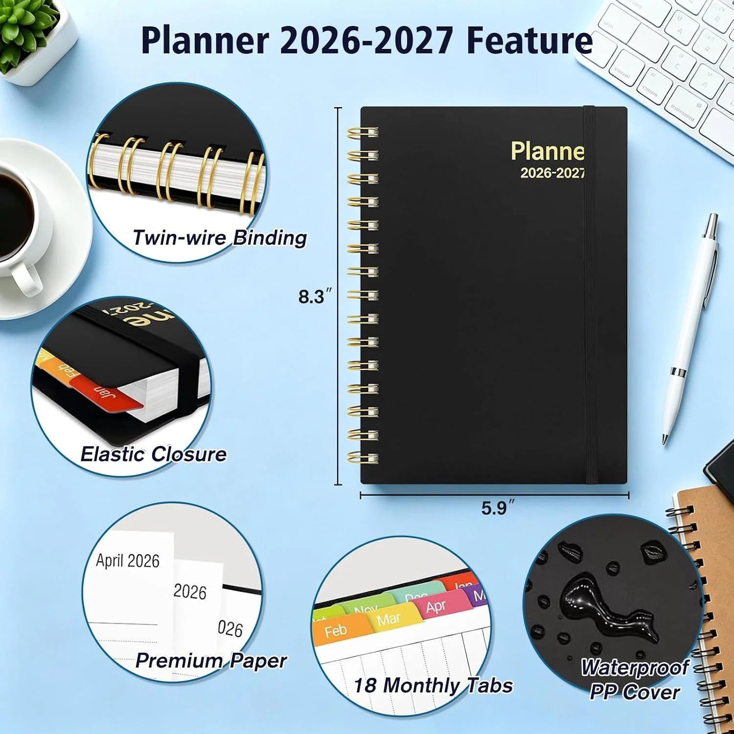 Daily Planner 2026-2027, 18 Month Planner with Tabs, July 2026 – December 2027 W
