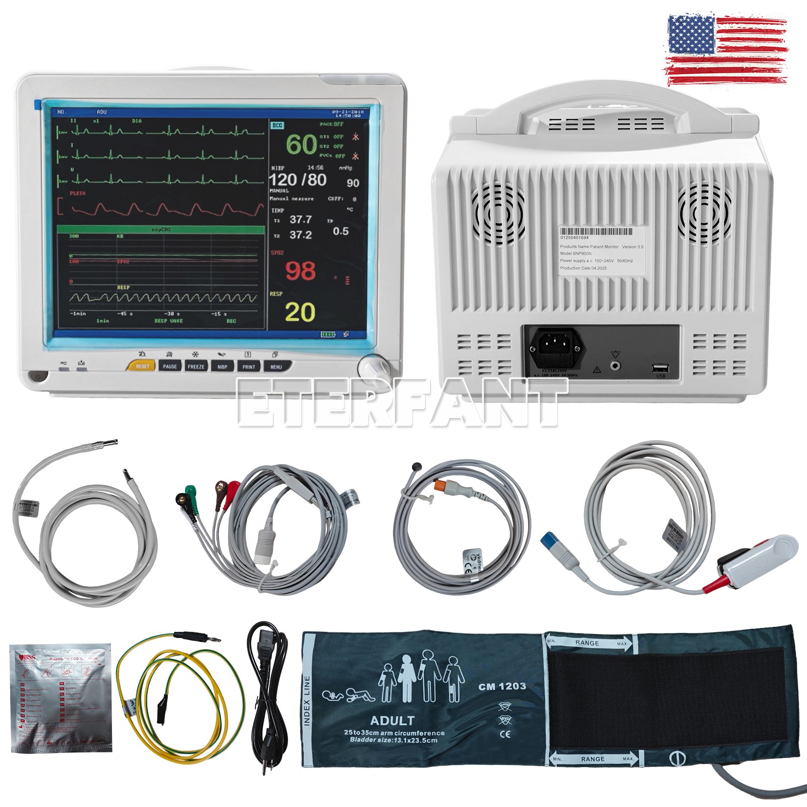 12″ Patient Monitor ICU CCU Vital Sign For Hospital/Rolling Trolley Cart Stand