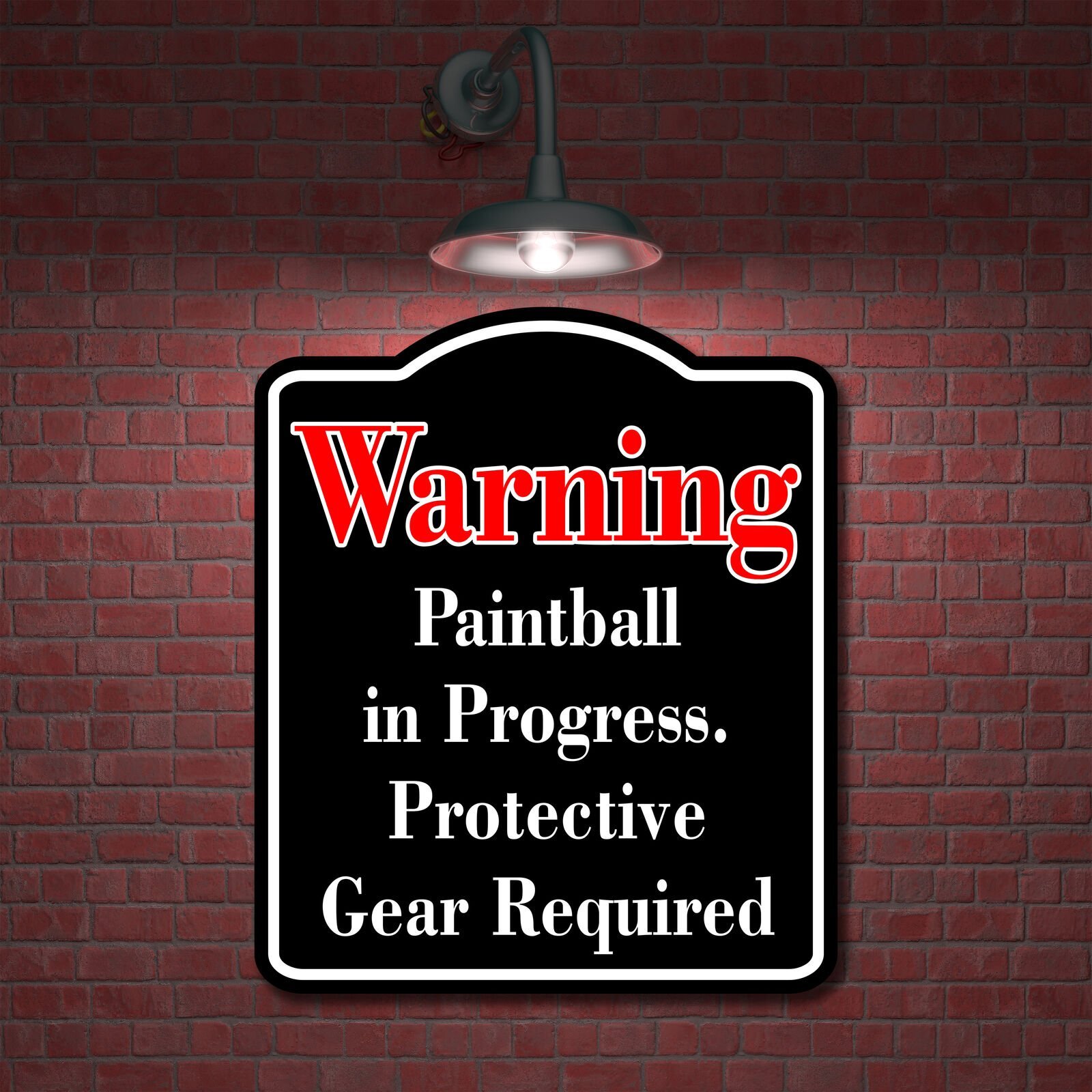 Warning Paintball Protective Gear Required Red BLACK Aluminum Composite Sign