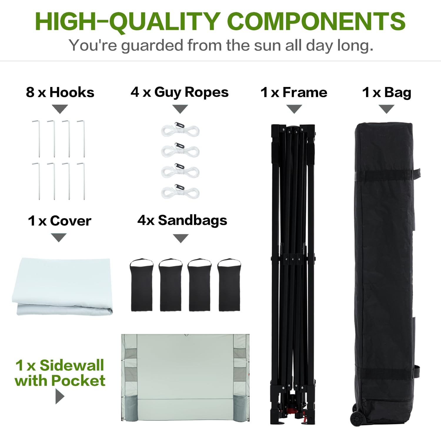Tunbne 10X10 Pop Up Canopy Tent 1 Sidewall And 6 Pockets One Push Setup Instant